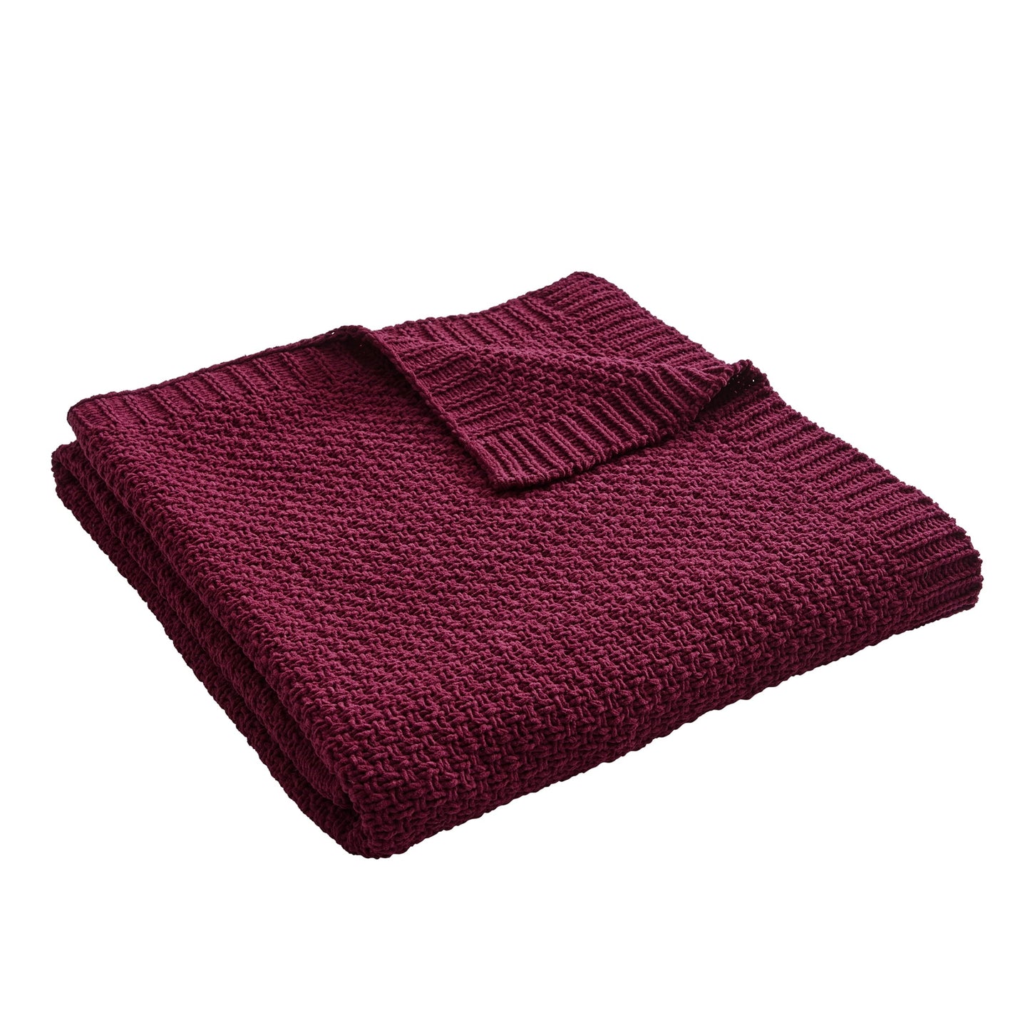 Decorative Knitted Chenille Knit Super Soft Oversized Throw Blanket, Merlot Wine - Cozy Fleece Throw Blanket for Couch & Bed Detail