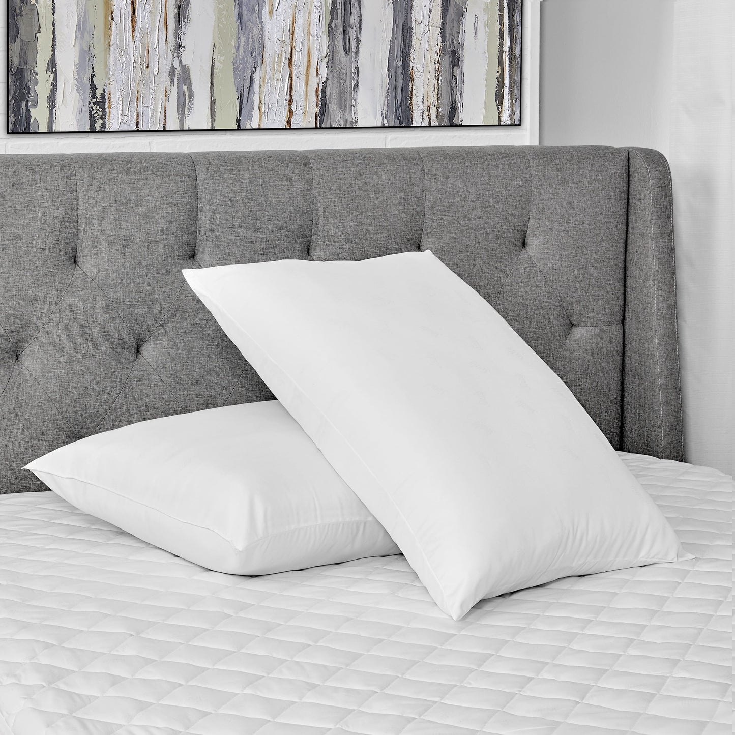 Orthopedic Support Cotton Fresh Bed Pillow, S/Q, White- 2 Pack Antimicrobial Allergy Defense Fabric - Ergonomic Memory Foam Pillow for Neck Pain Support Detail