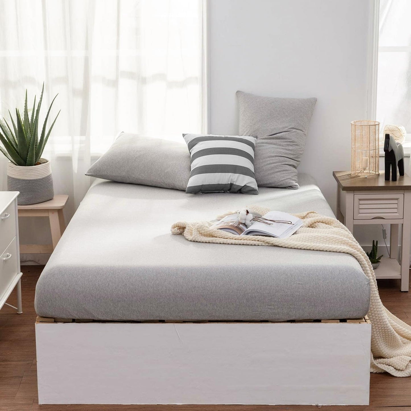 Wrinkle-Resistant Jersey Knit Full Size Sheets 4pc|100% T-Shirt Cotton Blend Super Soft Breathable Jersey Sheets Full Size Bed, Stretch... - Luxury Bed Sheet Set with Deep Pockets Detail