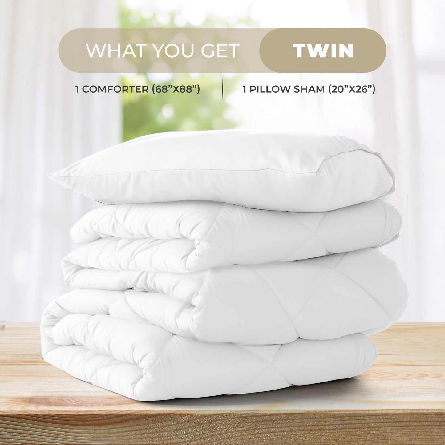 Fluffy Down Alternative Lux Decor All-Season Comforter Sets Twin Size 2 PC, Reversible Bedding Set with Diamond Quilted Design Comforter and ... - Cloud-Like Soft Lightweight Bed Comforter Detail