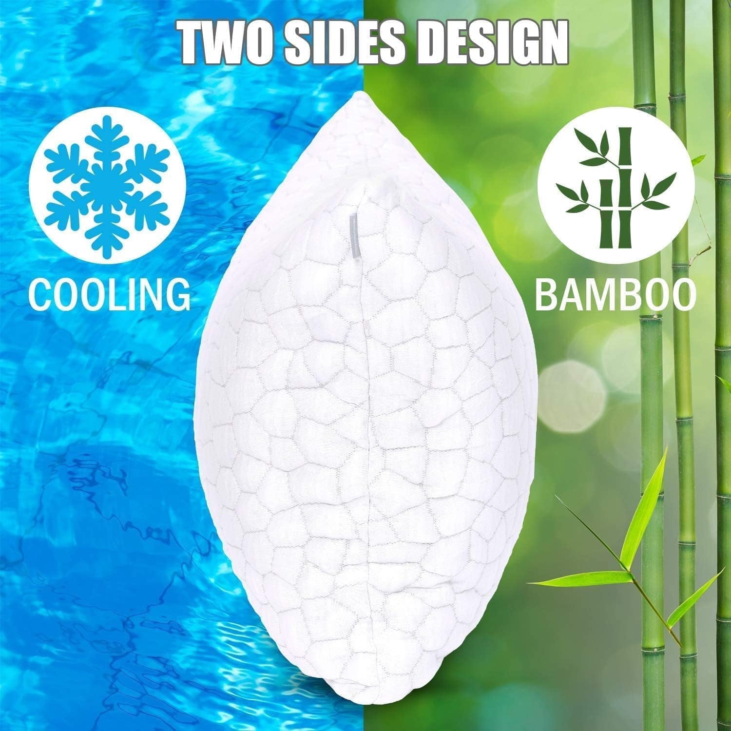 Decorative Plump Shredded Memory Foam Pillows for Sleeping, Bed Pillows Queen Size Set of 2 Pack Adjustable for Side and Back Sleeper ... - Orthopedic Shredded Foam Bed Pillow Set Detail