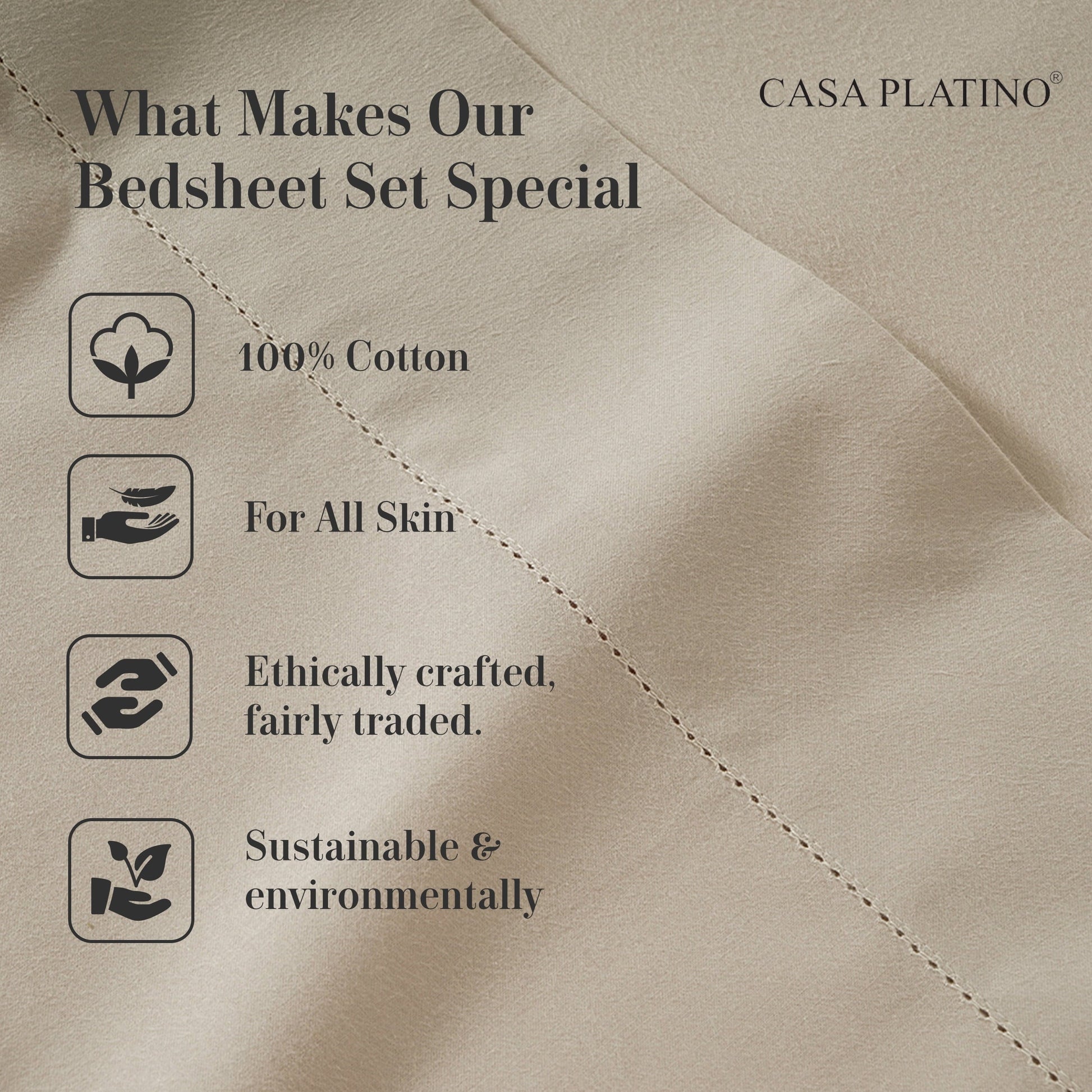 Premium Egyptian Cotton 100% Cotton Sheets Set – 4 Piece Cal King Bed Sheet, Soft & Comfy All Season Breathable Percale Weave, 15” Snug Fit D... - Premium Ultra-Soft Pillowcase Pair for Sleeping Detail