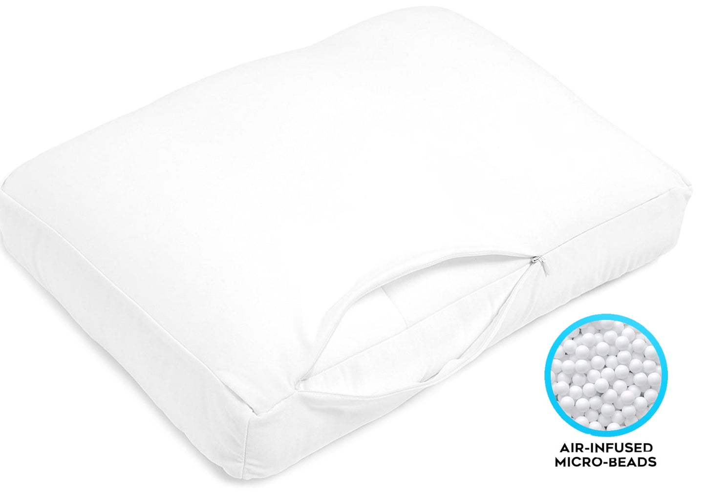 Fluffy Shredded Microbead Cloud Pillow Bed, X-Large, White - Decorative Throw Pillow Cushion for Sofa & Bed Detail