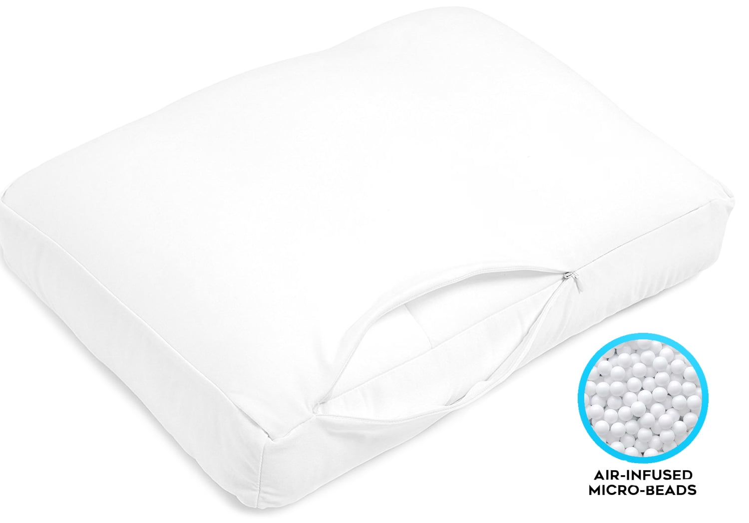 Fluffy Shredded Microbead Cloud Pillow Bed, X-Large, White - Decorative Throw Pillow Cushion for Sofa & Bed Detail