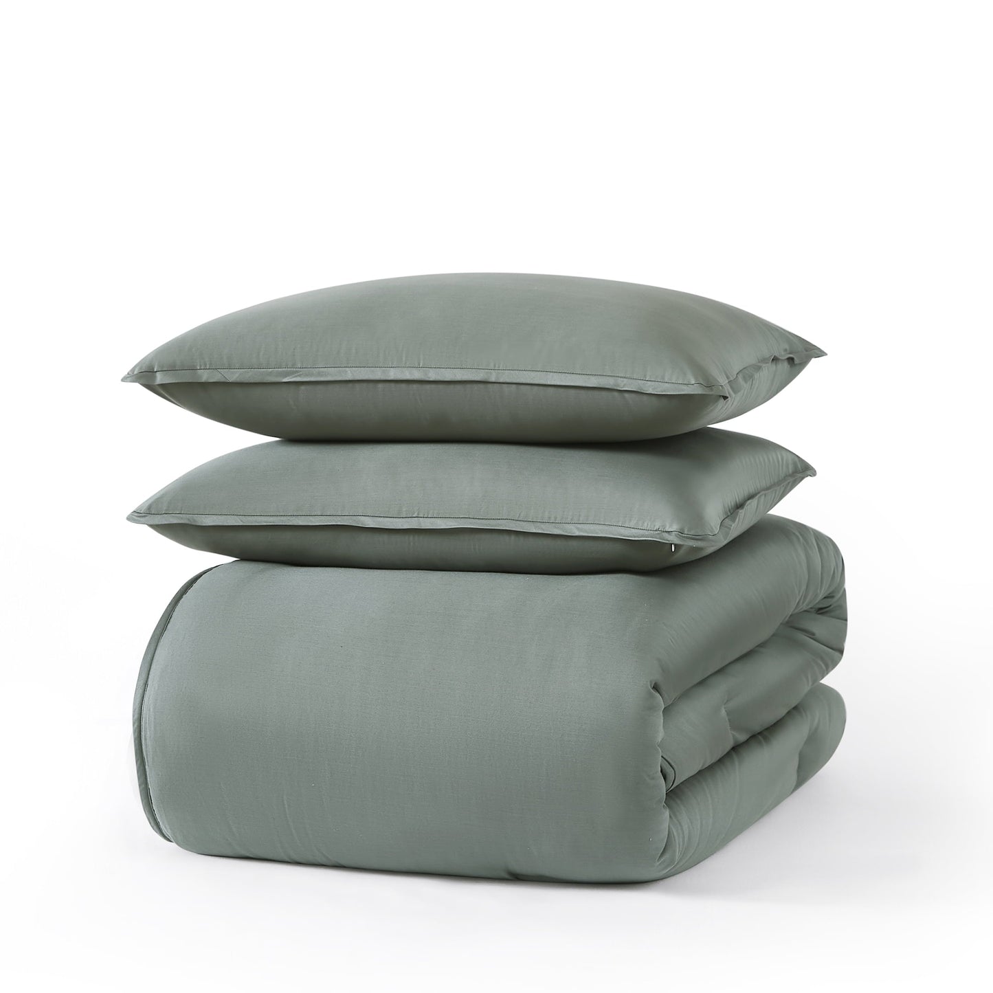 Heavyweight Warmth 3-Piece 400 Thread Count Flag Stone Green Cotton Lyocell Blend Comforter Set, Adult King - Hypoallergenic Ultra-Fluffy Quilt for Winter Detail