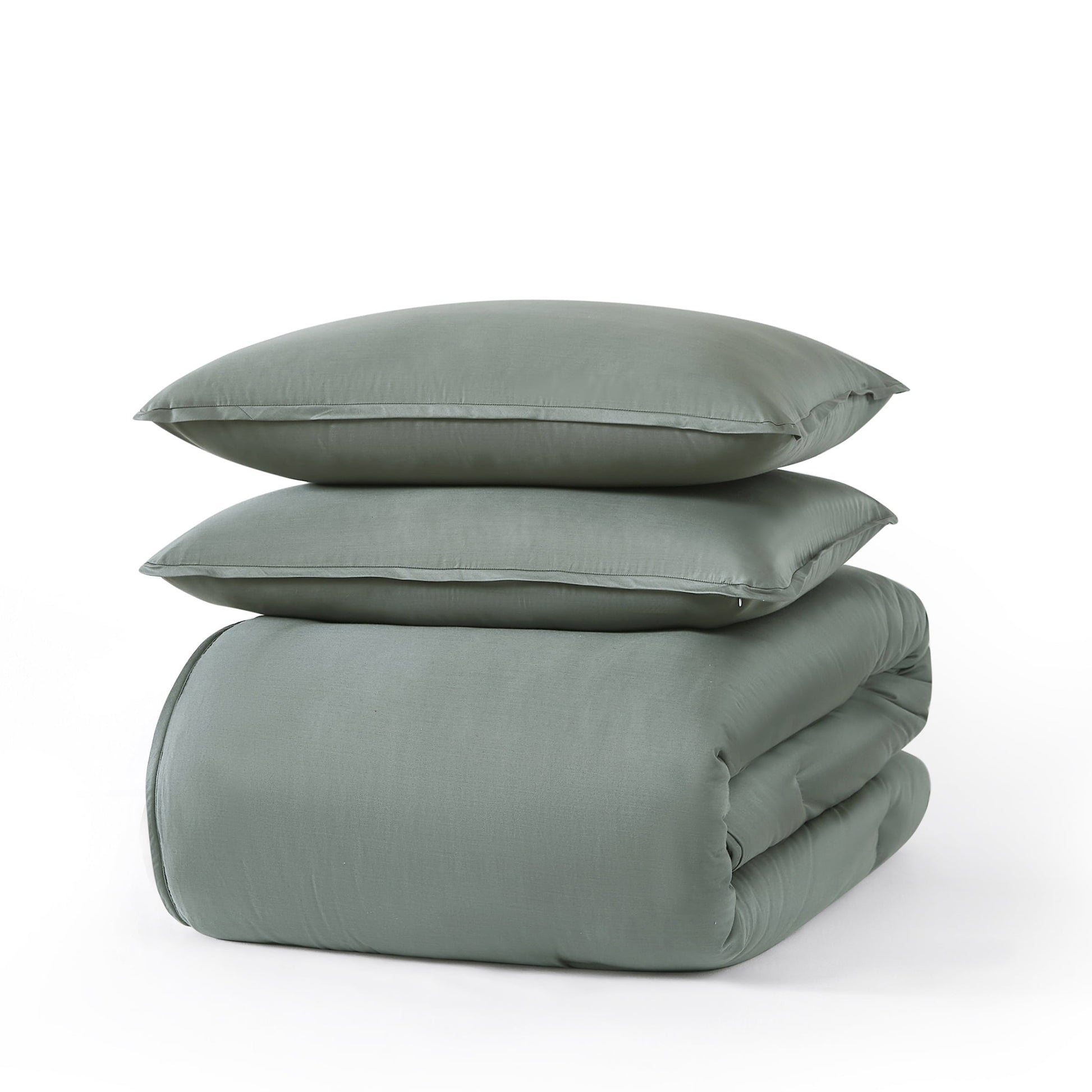 Heavyweight Warmth 3-Piece 400 Thread Count Flag Stone Green Cotton Lyocell Blend Comforter Set, Adult King - Hypoallergenic Ultra-Fluffy Quilt for Winter Detail