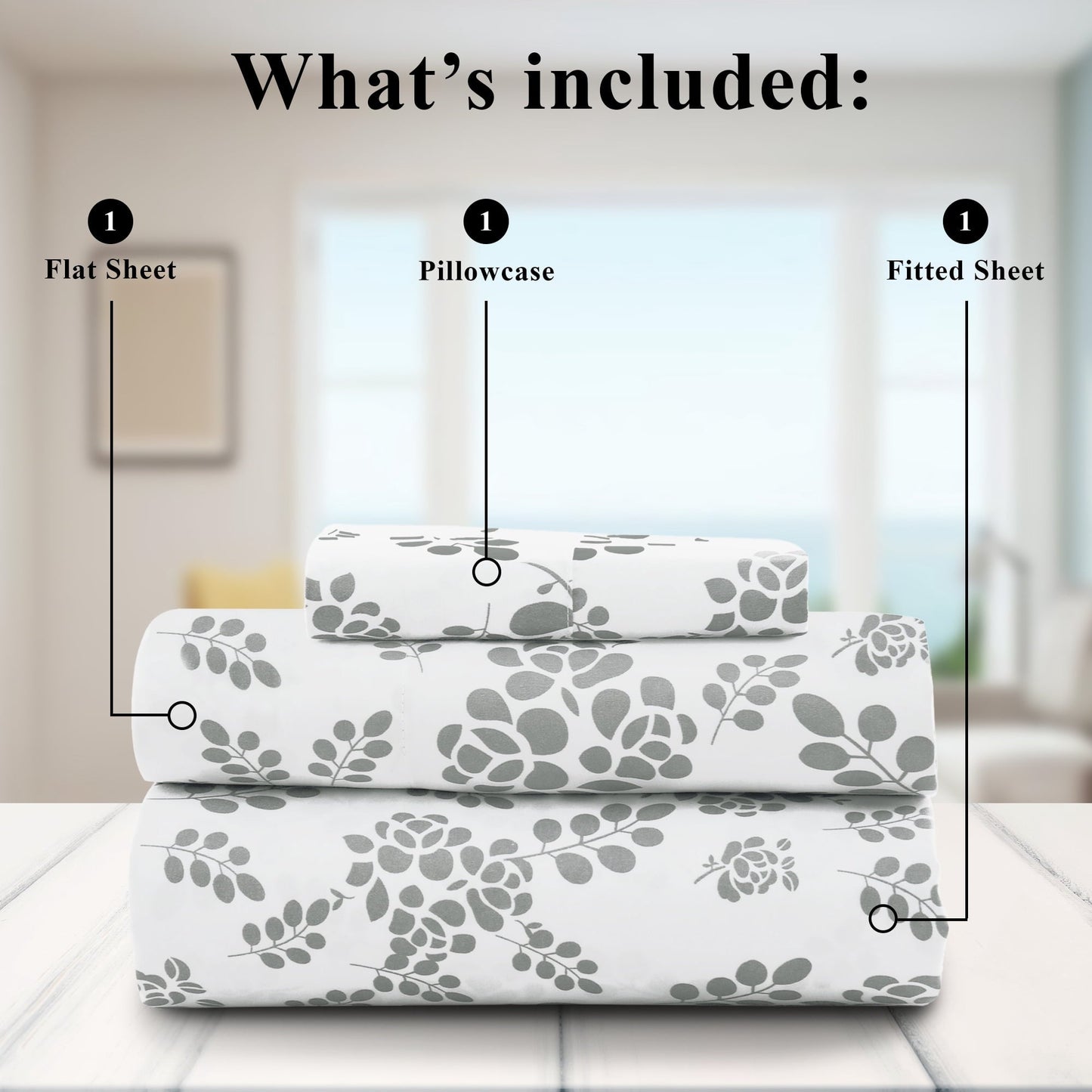 Breathable Luxury Lux Decor Twin Microfiber Bed Sheets - 3 Piece Floral Sheet Set, Soft Breathable Bedding, Wrinlkle Resistant, OEKO-TE... - Luxury Bed Sheet Set with Deep Pockets Detail