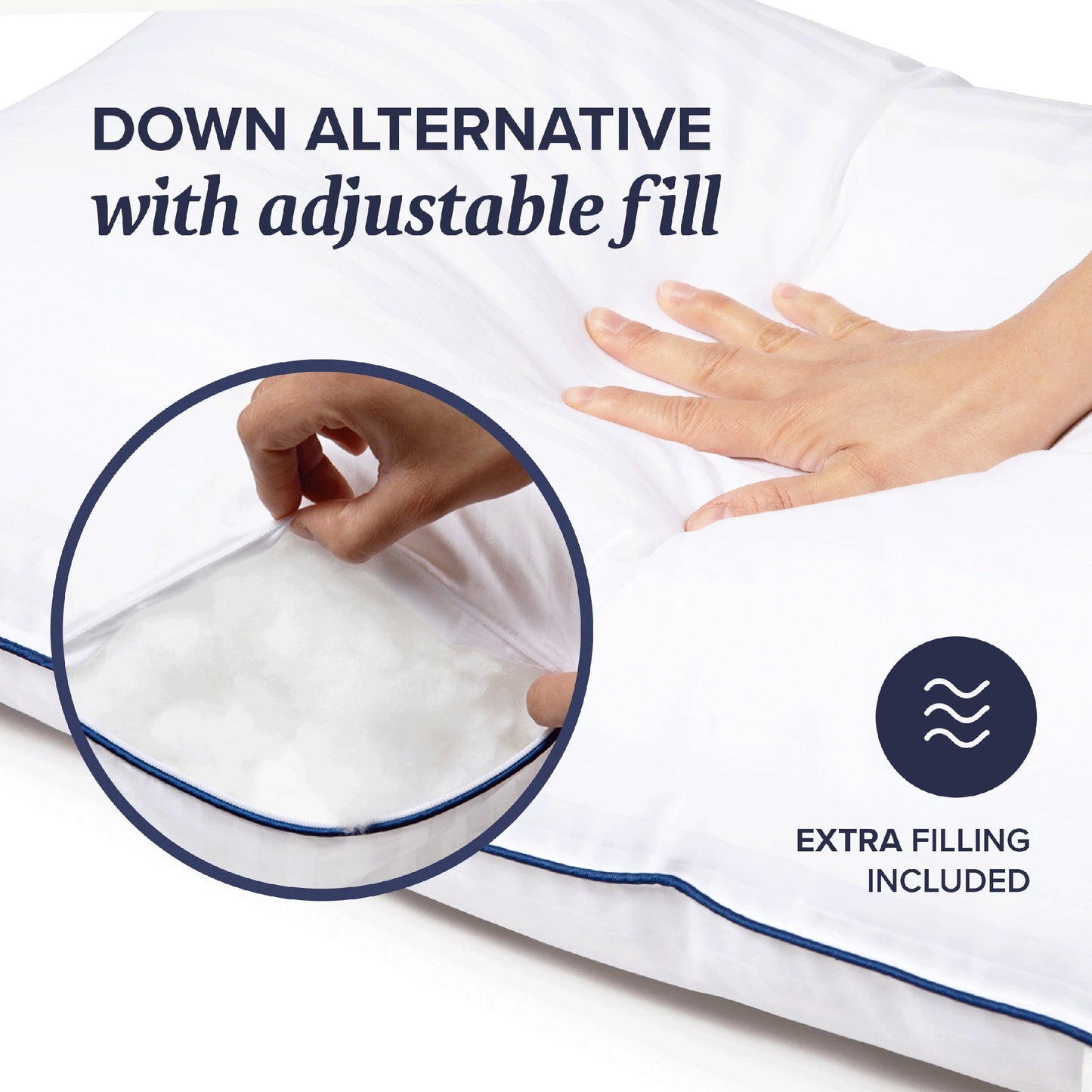 Fluffy Shredded Customizable Down Alternative Queen Pillow 1 Pack, Adult - Hotel Quality Plush Sleeping Pillows Detail
