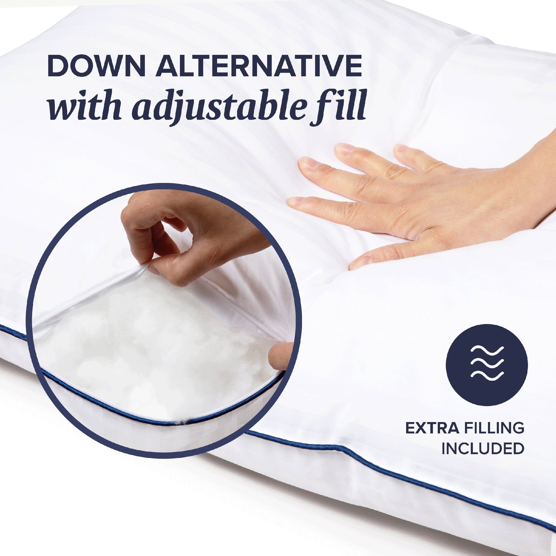Fluffy Shredded Customizable Down Alternative Queen Pillow 1 Pack, Adult - Hotel Quality Plush Sleeping Pillows Detail