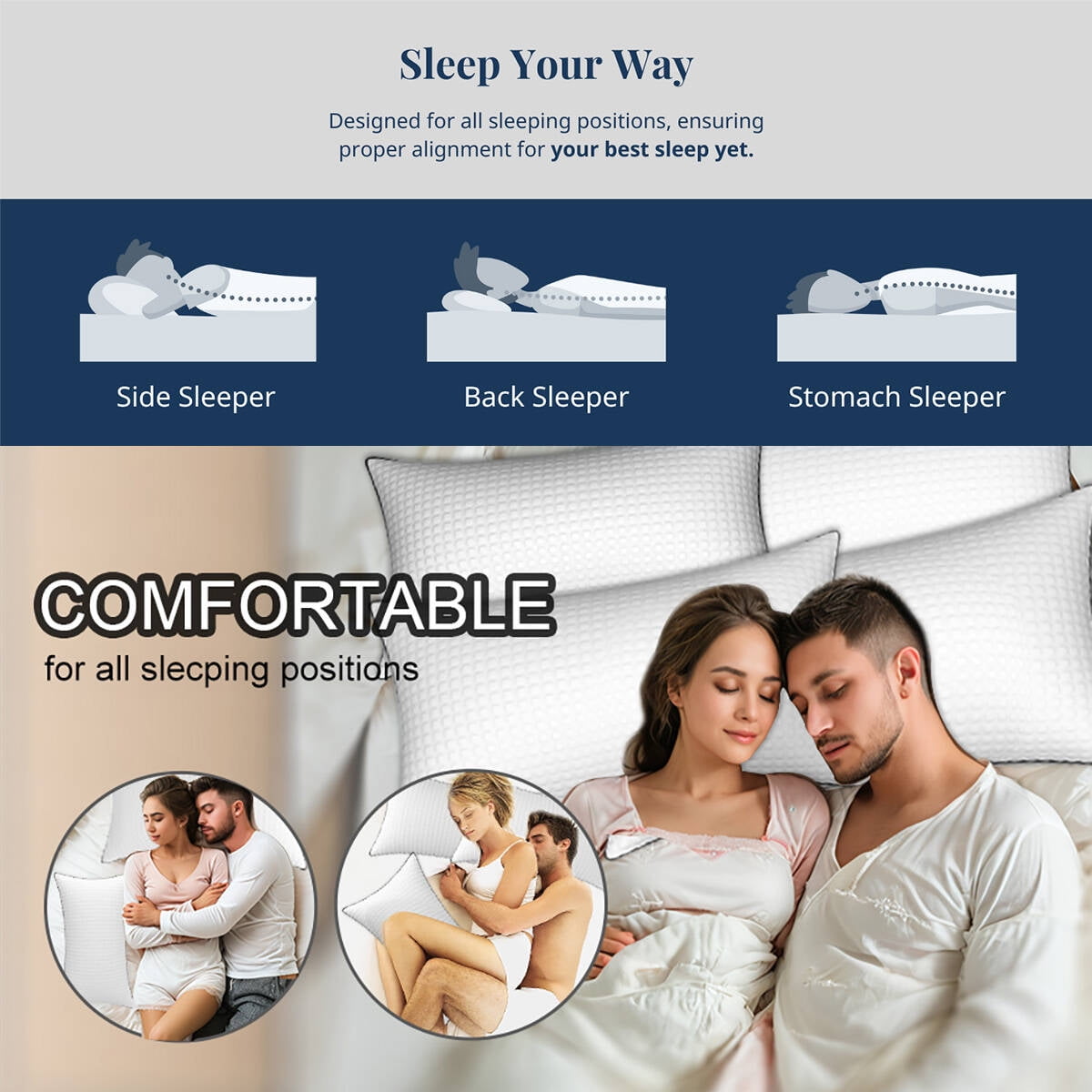Decorative Plump Pillows King Size Set of 2, Hotel Quality, Down Alternative Gusseted Bed Pillows for Side, Back, or Stomach Sleepers,... - Orthopedic Shredded Foam Bed Pillow Set Detail