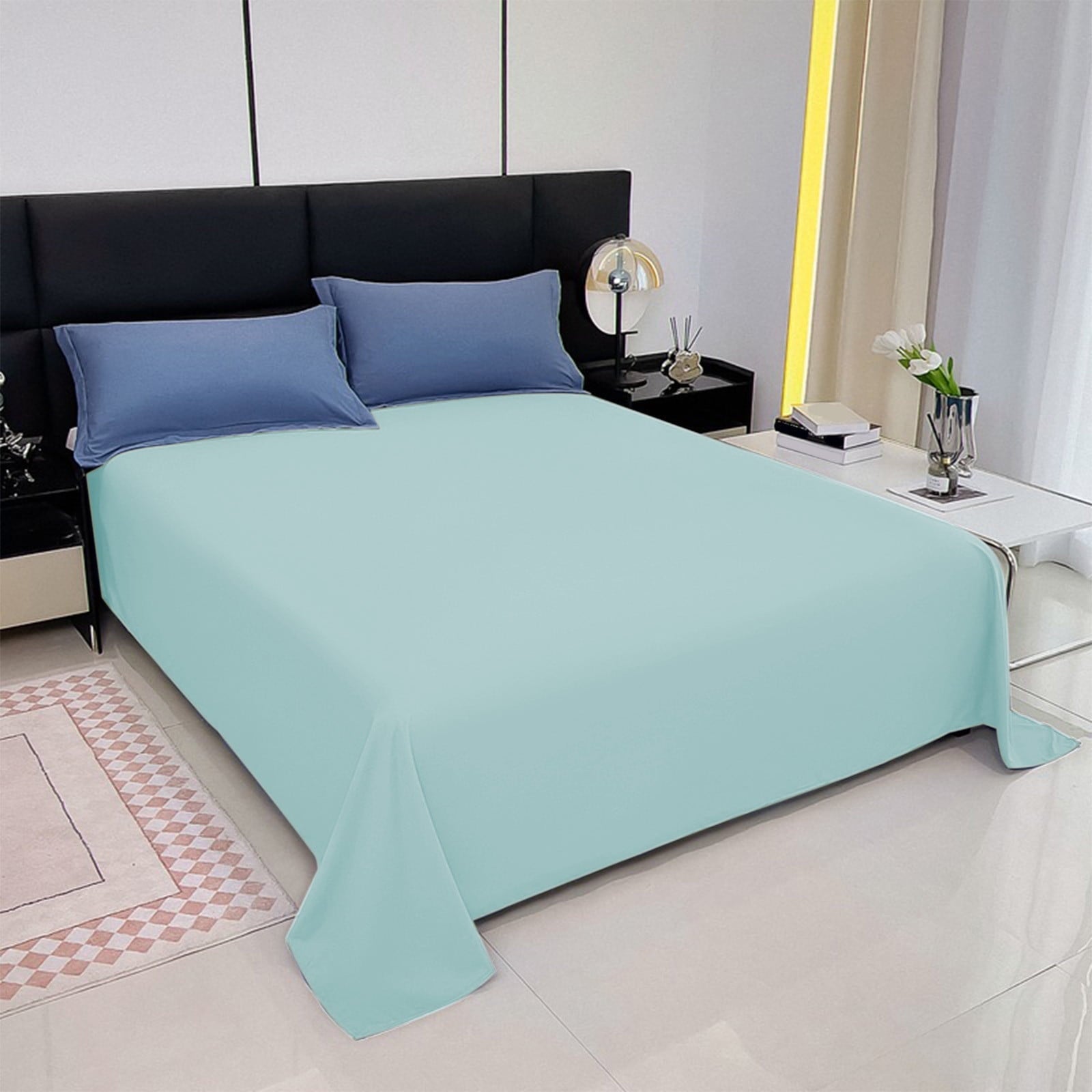 Breathable Luxury Under $5 Clearance! InsCrazy Bed Sheet, 100% Cotton Household Solid Color, Soft and breathable Bed Sheet Piece 66 x 96" - Premium Ultra-Soft Pillowcase Pair for Sleeping Detail