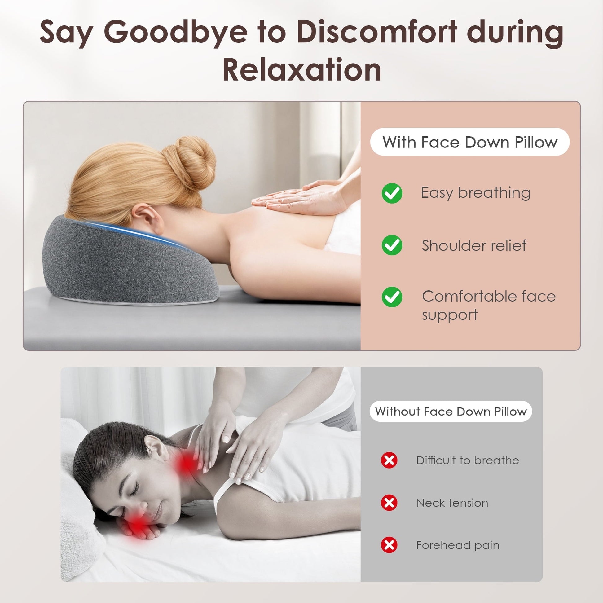 Orthopedic Support Face Down Pillow Massage Headrest for Bed, Memory Foam Pillow Face Cradle Support for Stomach Sleepers, Eye Post-Surg... - Hotel Quality Plush Sleeping Pillows Detail