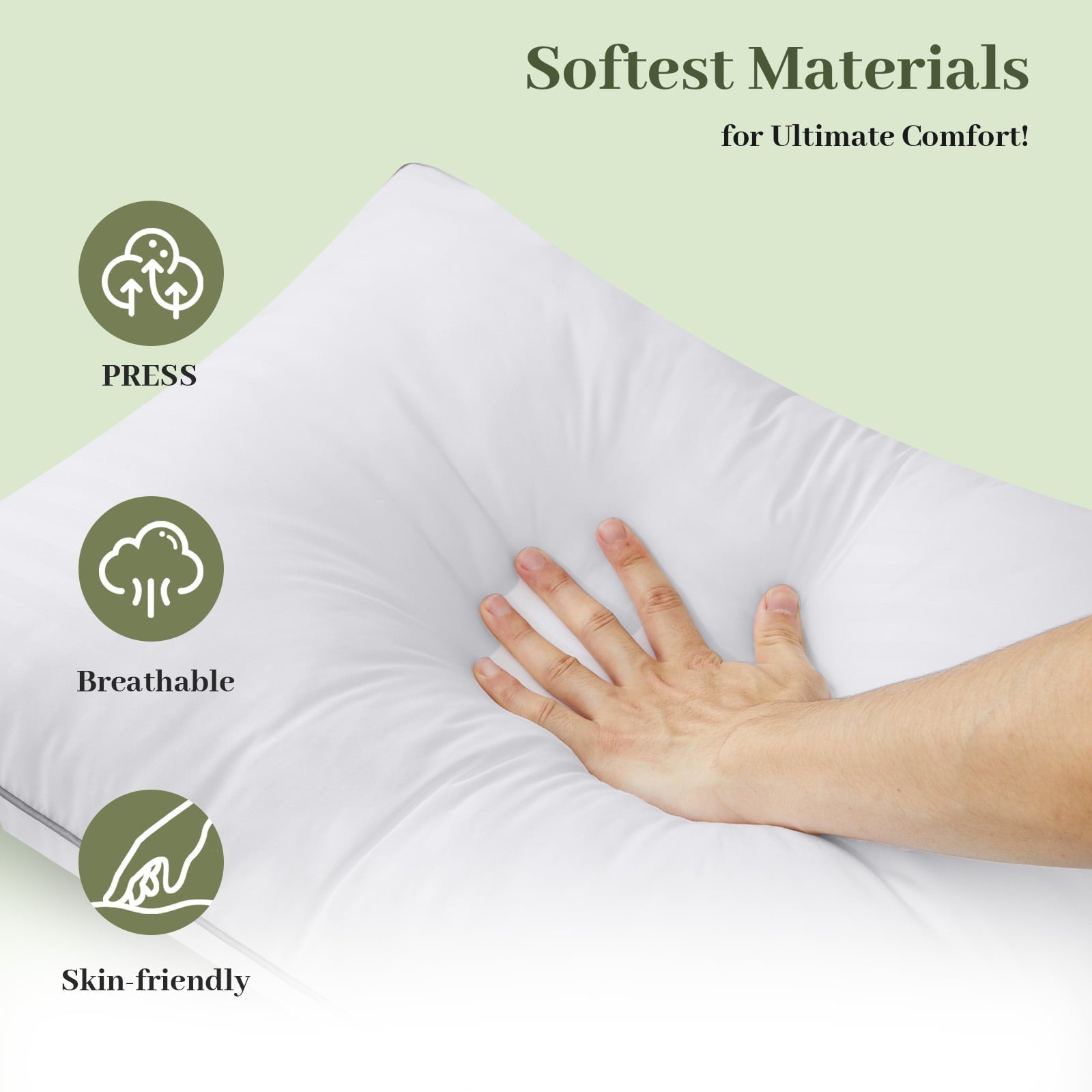 Decorative Plump Pillows Standard Size Set of 2, Hotel Quality, Down Alternative Gusseted Bed Pillows for Side, Back, And Stomach Slee... - Ergonomic Memory Foam Pillow for Neck Pain Support Detail