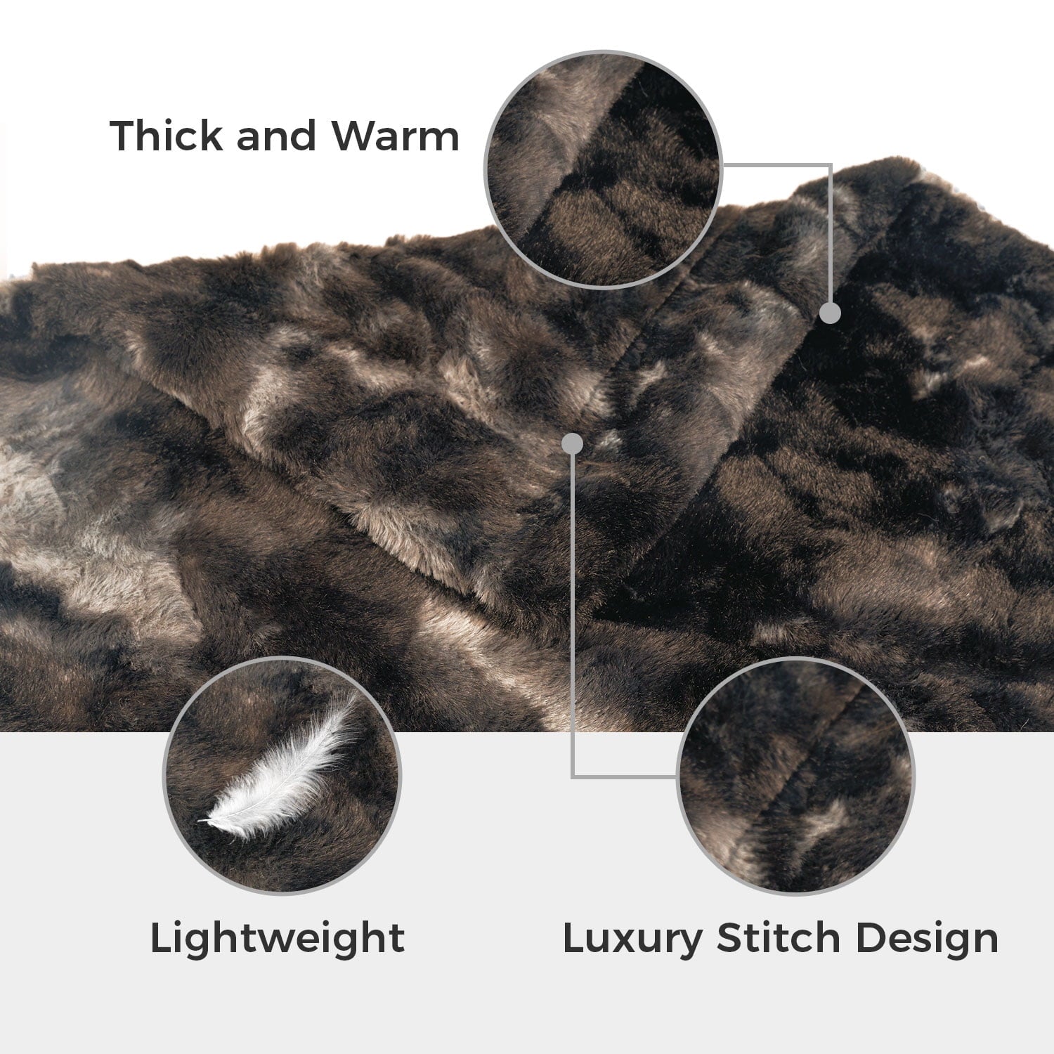 Reversible Sherpa Faux Rabbit Fur Throw Blanket- 50x60 inches, Soft Fluffy Cozy Warm Fuzzy Machine Washable, Durable Blanket for Couch ... - Cozy Fleece Throw Blanket for Couch & Bed Detail