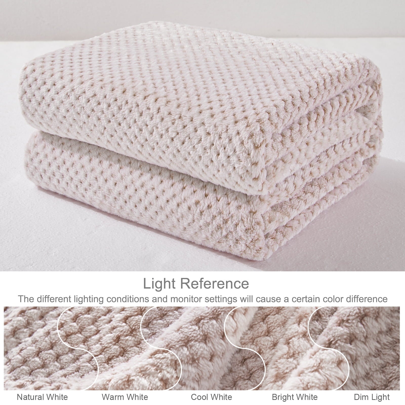 Cozy Fleece Waffle Textured Mixed Camel Fleece Blanket, Super Soft and Warm 50"x70" Throw Blanket for Couch, Cozy, Fuzzy and Ligh... - Super Soft Reversible Sherpa Flannel Blanket Detail