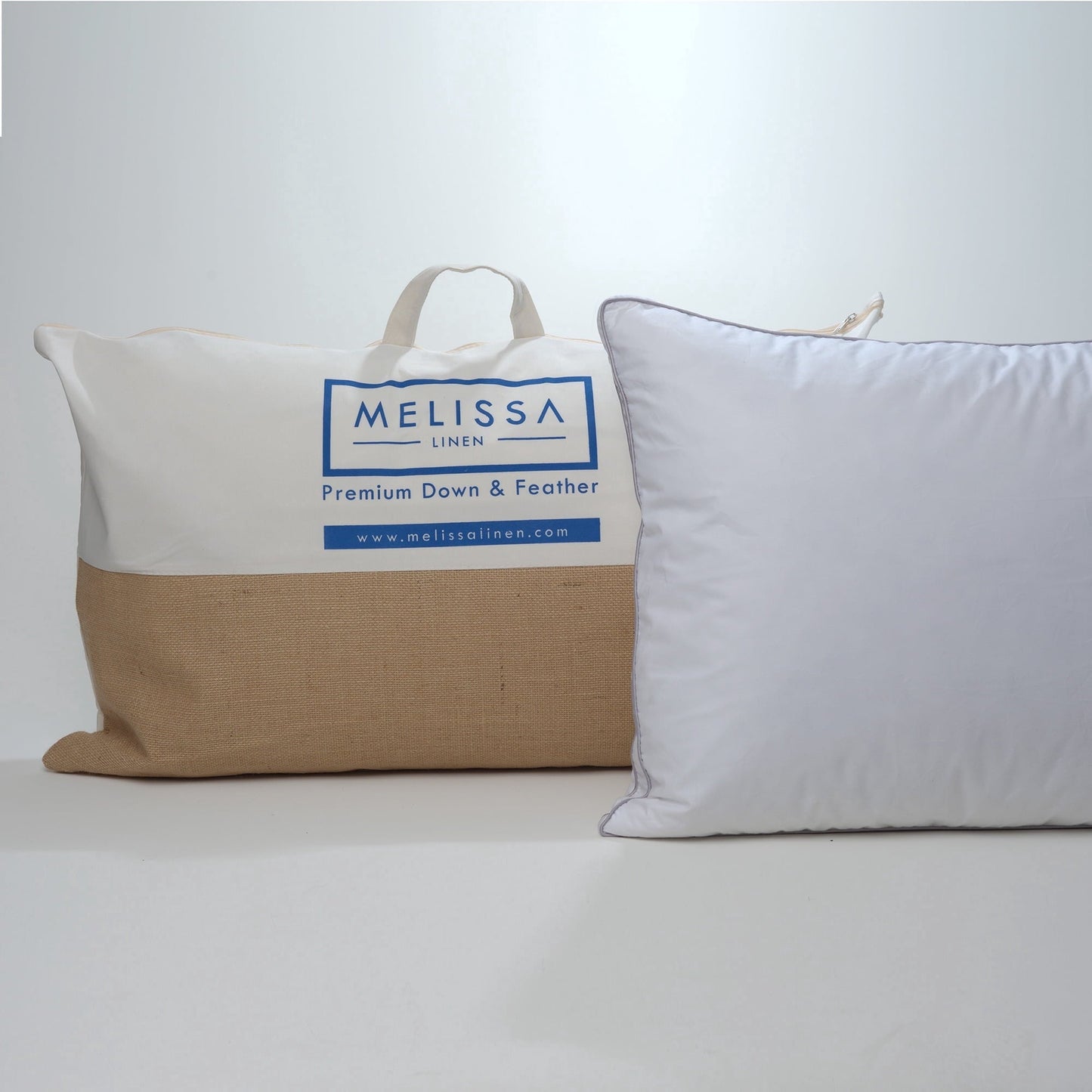 Hotel Collection Linen Premium Goose Down Feather Pillow for Bed, Soft & Supportive, Standard Size, White - Hotel Quality Plush Sleeping Pillows Detail