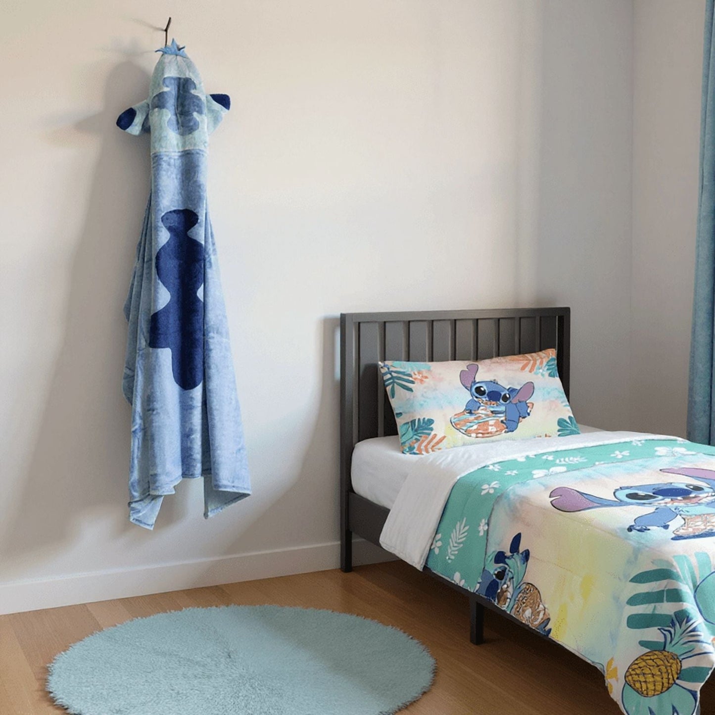 Super Soft Flannel Stitch Kids Hooded Silk Touch Throw Blanket, Polyester Faux Fur, Blue, 54" x 40" - Super Soft Reversible Sherpa Flannel Blanket Detail