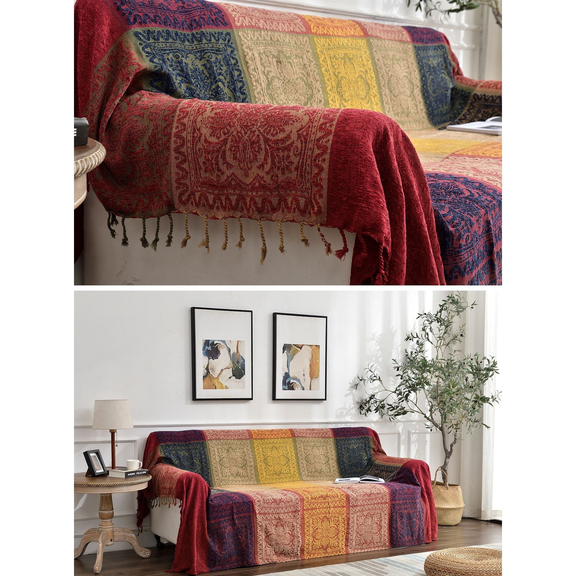 Super Soft Flannel 75x60 Inch Machine Wash Boho Tribal Throws Blankets Colorful Bohemian Hippie Chenille Throw Covers Couch Furniture So... - Lightweight Plush Warm Blanket for All Seasons Detail