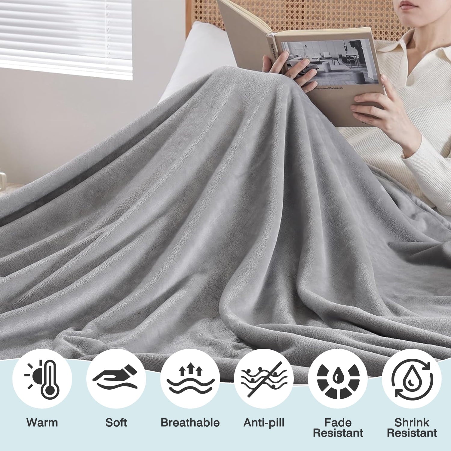 Decorative Knitted Twin Size Blanket for Bed, 60x80inch Super Cozy Soft Bed Blanket for Sleep Snap, Lightweight Reversible Blankets and ... - Cozy Fleece Throw Blanket for Couch & Bed Detail