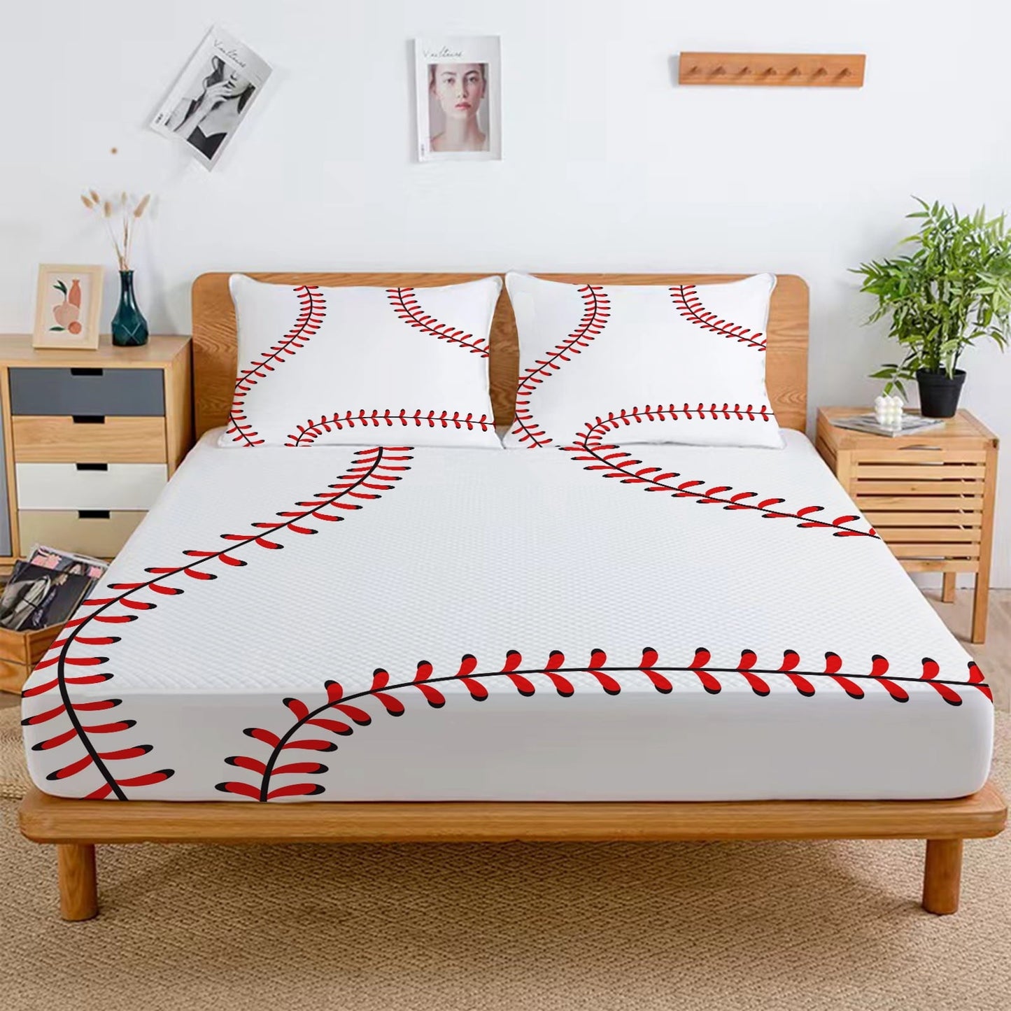 Premium Egyptian Cotton Baseball Sheet Set Sports Theme Bedding Set for Kids 3D Baseball Pattern Bed Sheets Baseball Games Bed Sheet Set Room... - Premium Ultra-Soft Pillowcase Pair for Sleeping Detail