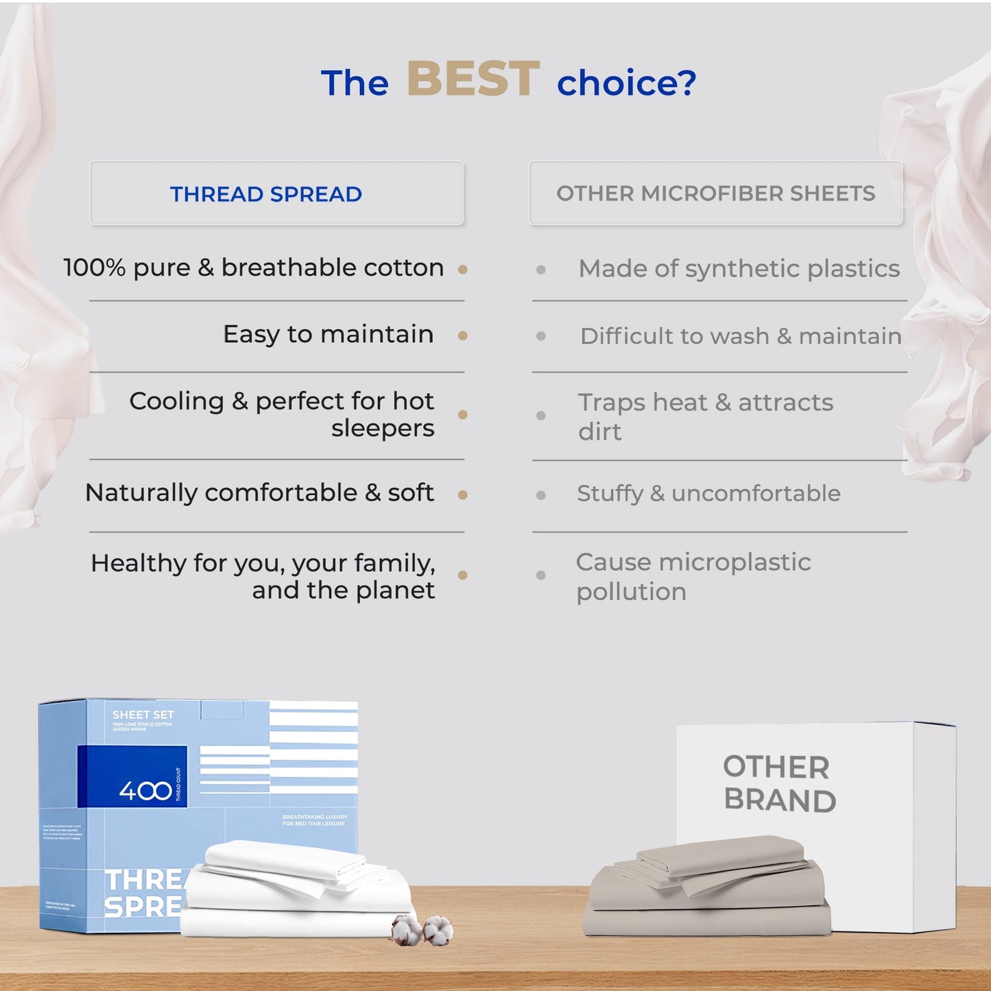 Cooling Sateen King Size Cotton Sheets Set - 400 Thread Count 4 PC 100% Cotton Sheets for King Bed, 16 In Deep Pocket King Size Cott... - Premium Ultra-Soft Pillowcase Pair for Sleeping Detail