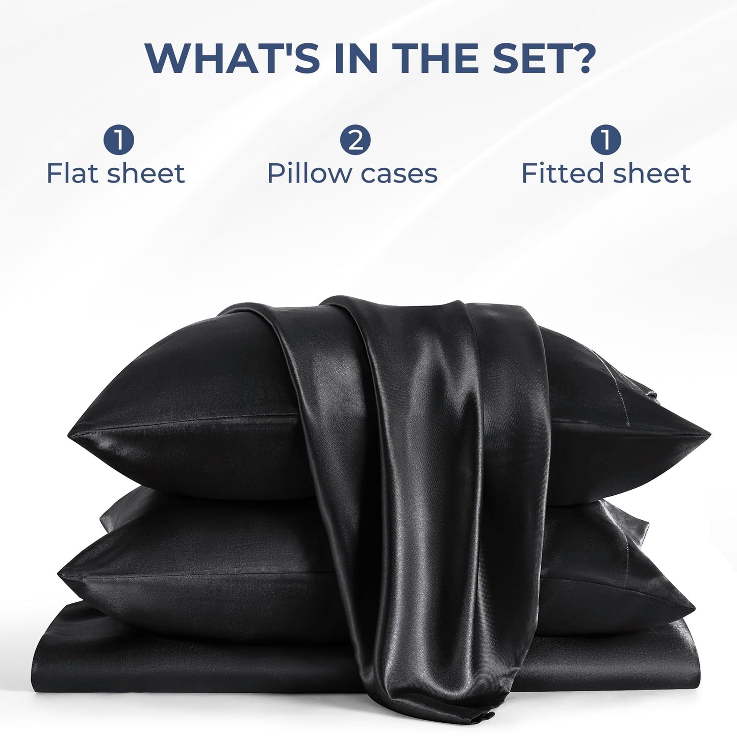 Breathable Luxury Set, Queen, Silky Bed s, 4 Pieces,Black - Luxury Bed Sheet Set with Deep Pockets Detail