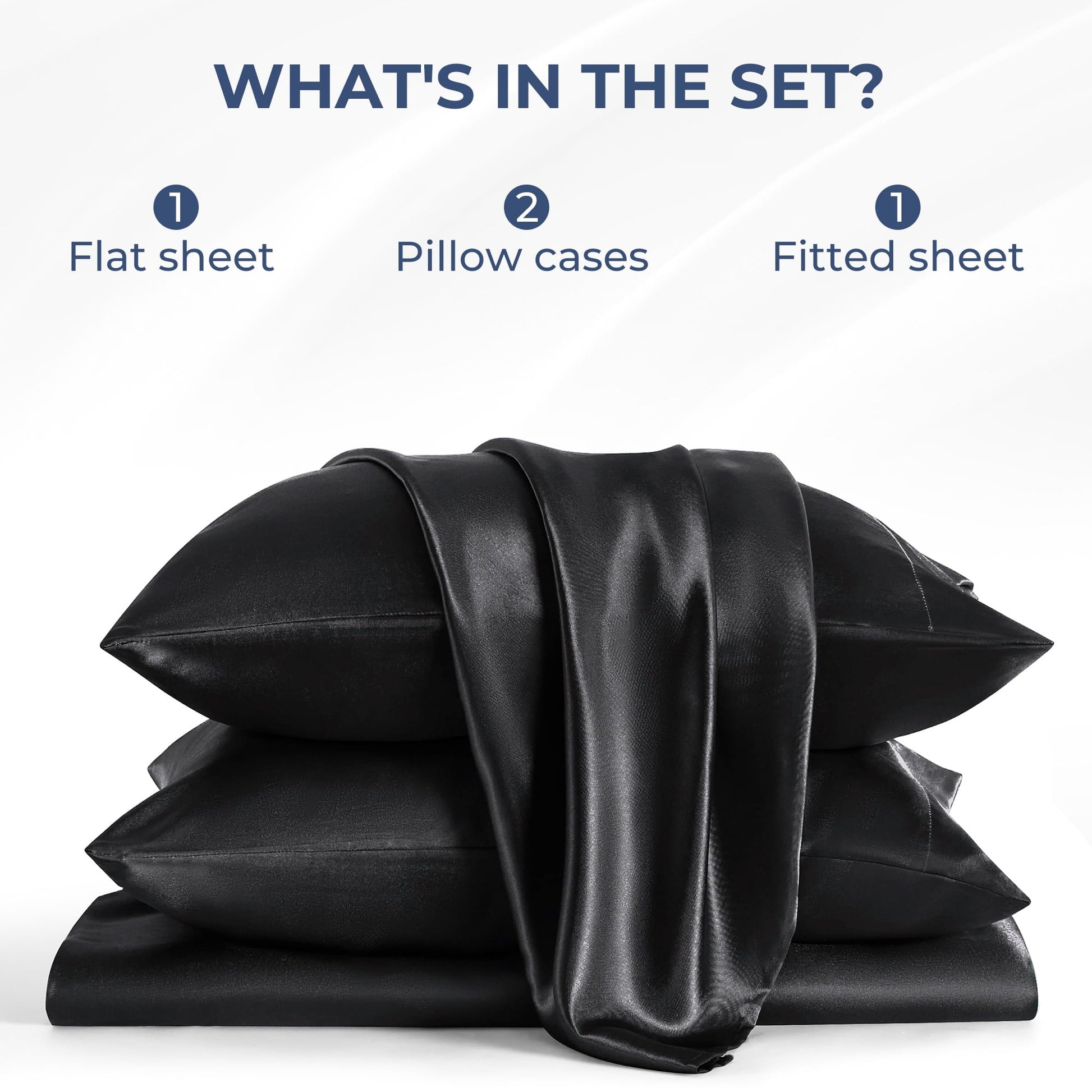 Breathable Luxury Set, Queen, Silky Bed s, 4 Pieces,Black - Luxury Bed Sheet Set with Deep Pockets Detail