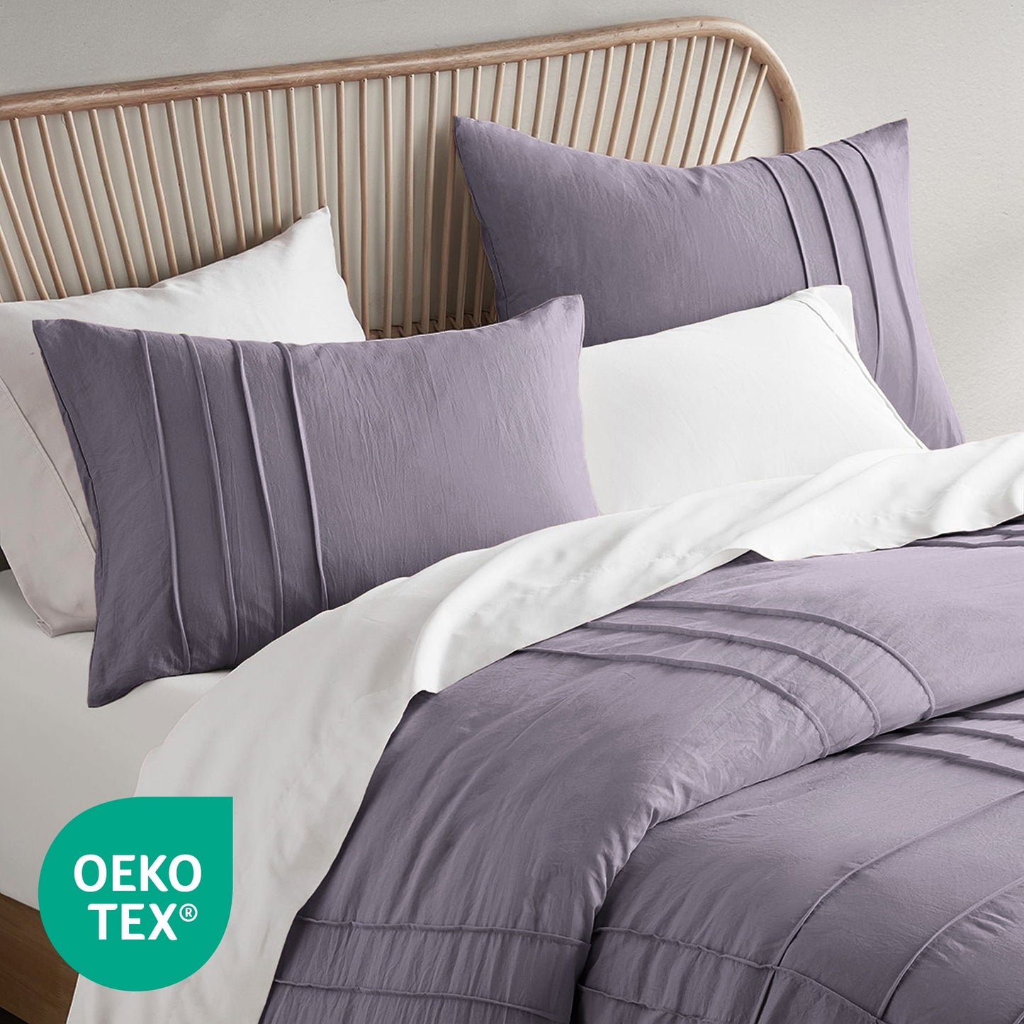 Heavyweight Warmth Full/Queen Comforter Set, Boho 3-Piece Pintuck Stitching Bedding Set, Soft Washed Pleated Bed Sets with Pillow Shams,... - Hypoallergenic Ultra-Fluffy Quilt for Winter Detail