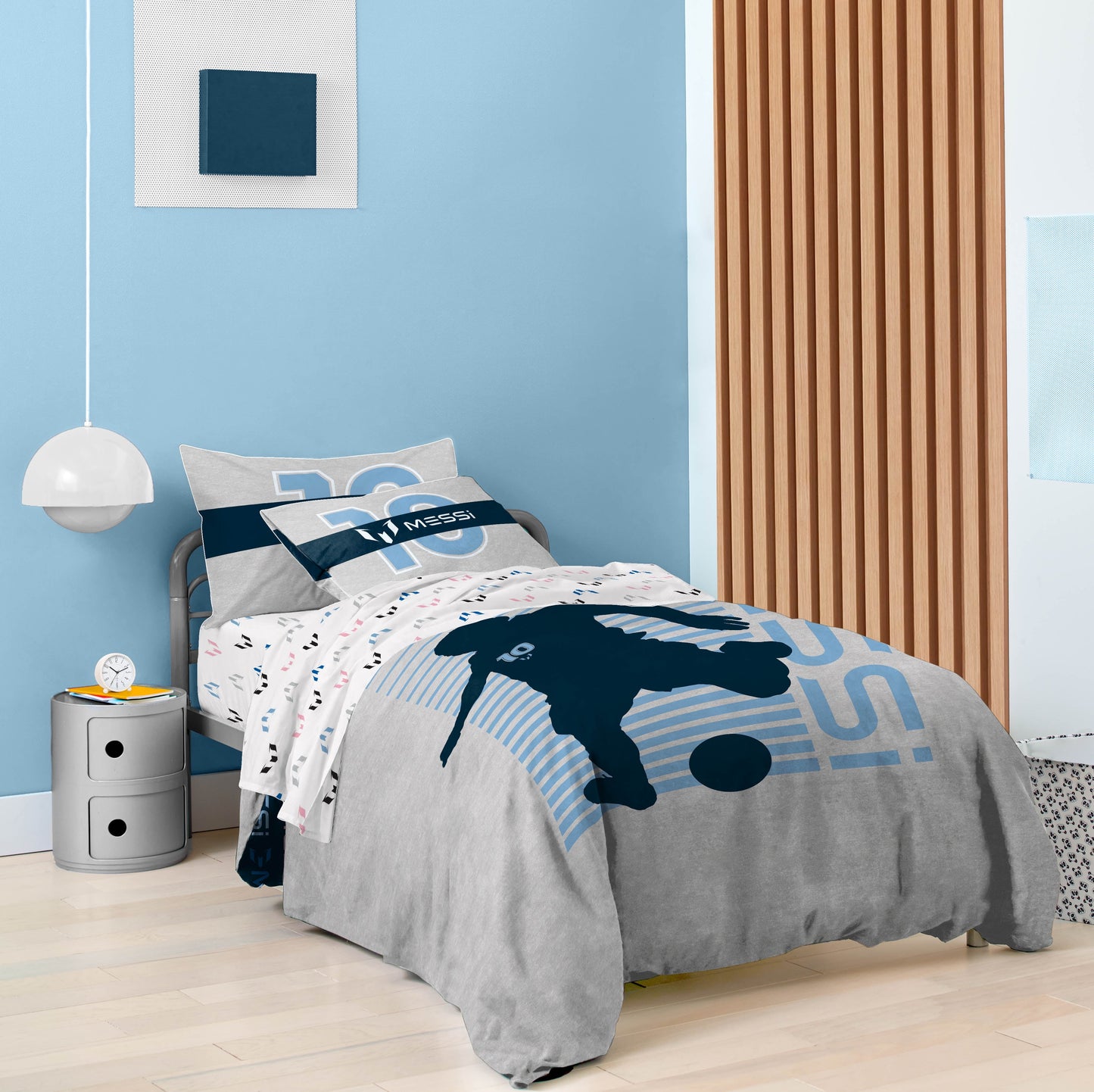 All-Season Kids 2 Piece Grey Reversible Comforter and Pillowcase Set, Twin/Full - Cloud-Like Soft Lightweight Bed Comforter Detail