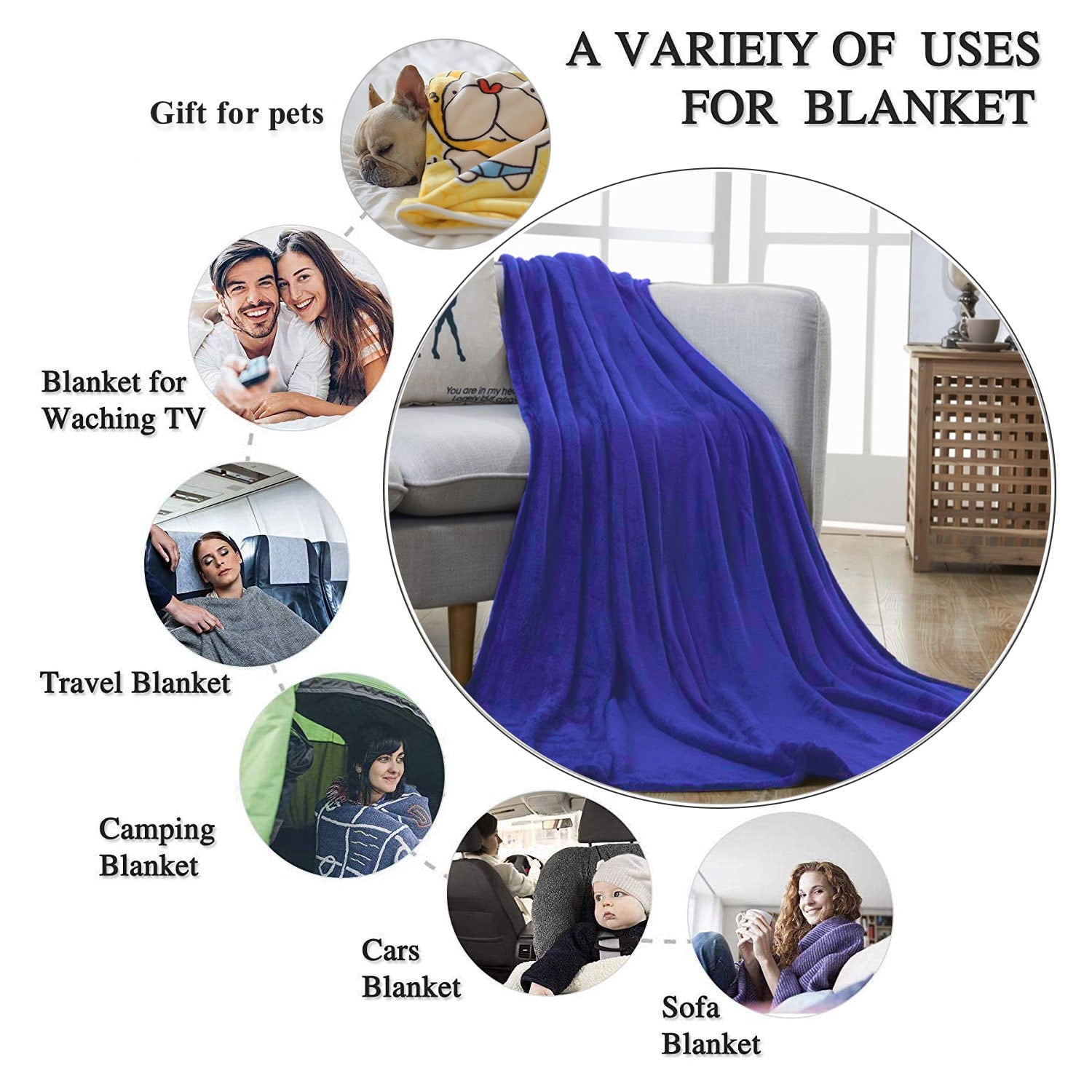 Decorative Knitted Large Navy Fleece Throw Blankets, Throw Size Soft Fuzzy Blanket for Women Men and s, All Season Lightweight Microfibe... - Super Soft Reversible Sherpa Flannel Blanket Detail