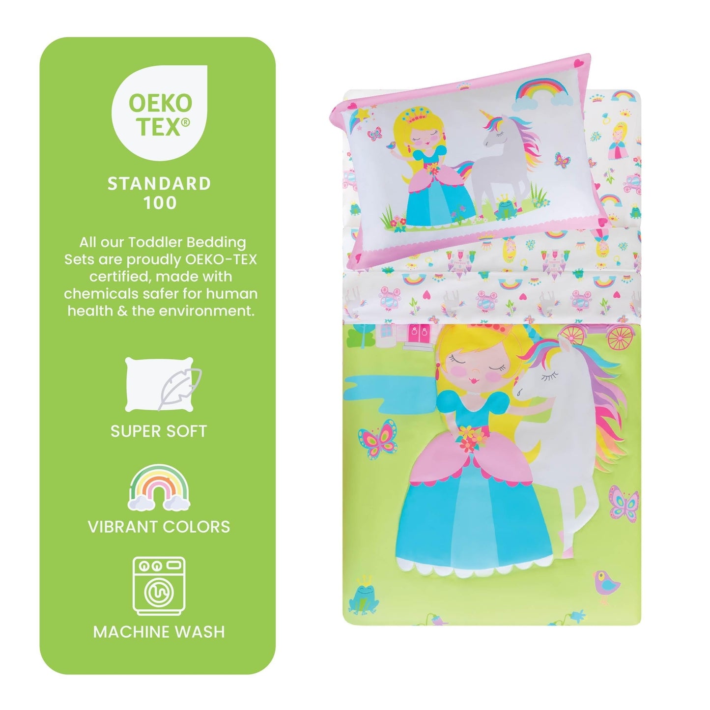 Heavyweight Warmth Princess Toddler Bedding Set for Girls - 4-Piece Toddler Bed Comforter Sets for Girls, Reversible Comforter & Pillowc... - Hypoallergenic Ultra-Fluffy Quilt for Winter Detail