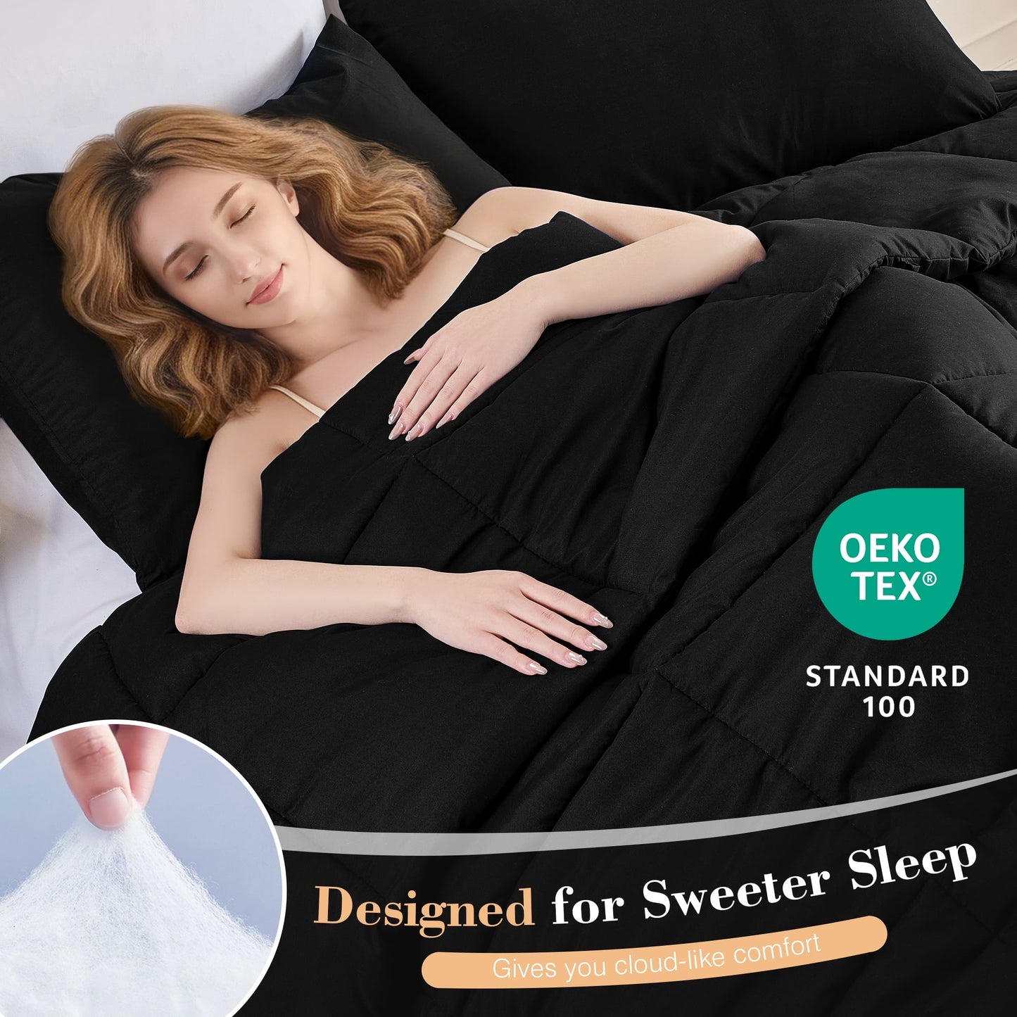 Heavyweight Warmth Queen Size Comforter Sets, 3 Piece Soft Quilted Bedding Sets, All-Season Down Alternative Comforter with 2 Pillow Sha... - All-Season Down Alternative Comforter Insert Detail