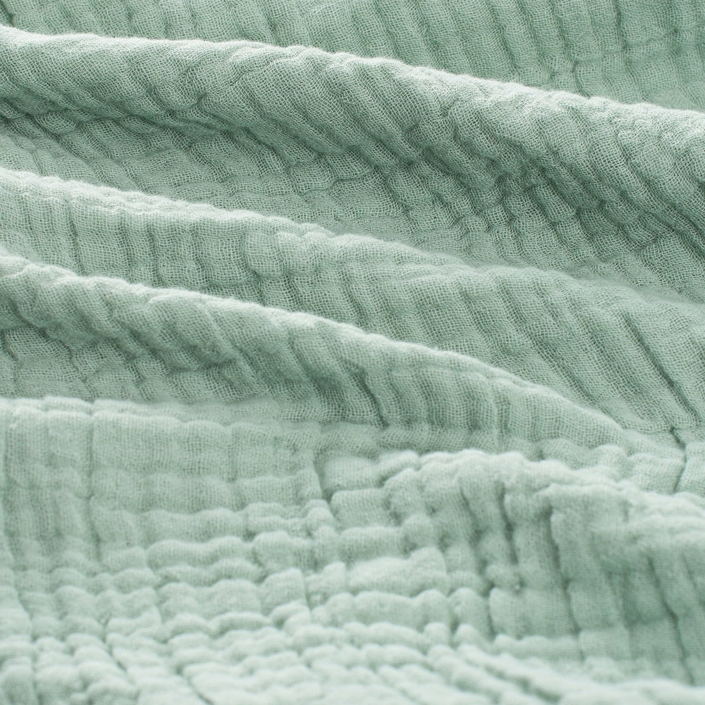 Decorative Knitted 100% Cotton Muslin Throw Blanket Gauze Blankets for Adults Soft Throws for Bed and Couch, 50" x 70" Sage Green - Lightweight Plush Warm Blanket for All Seasons Detail