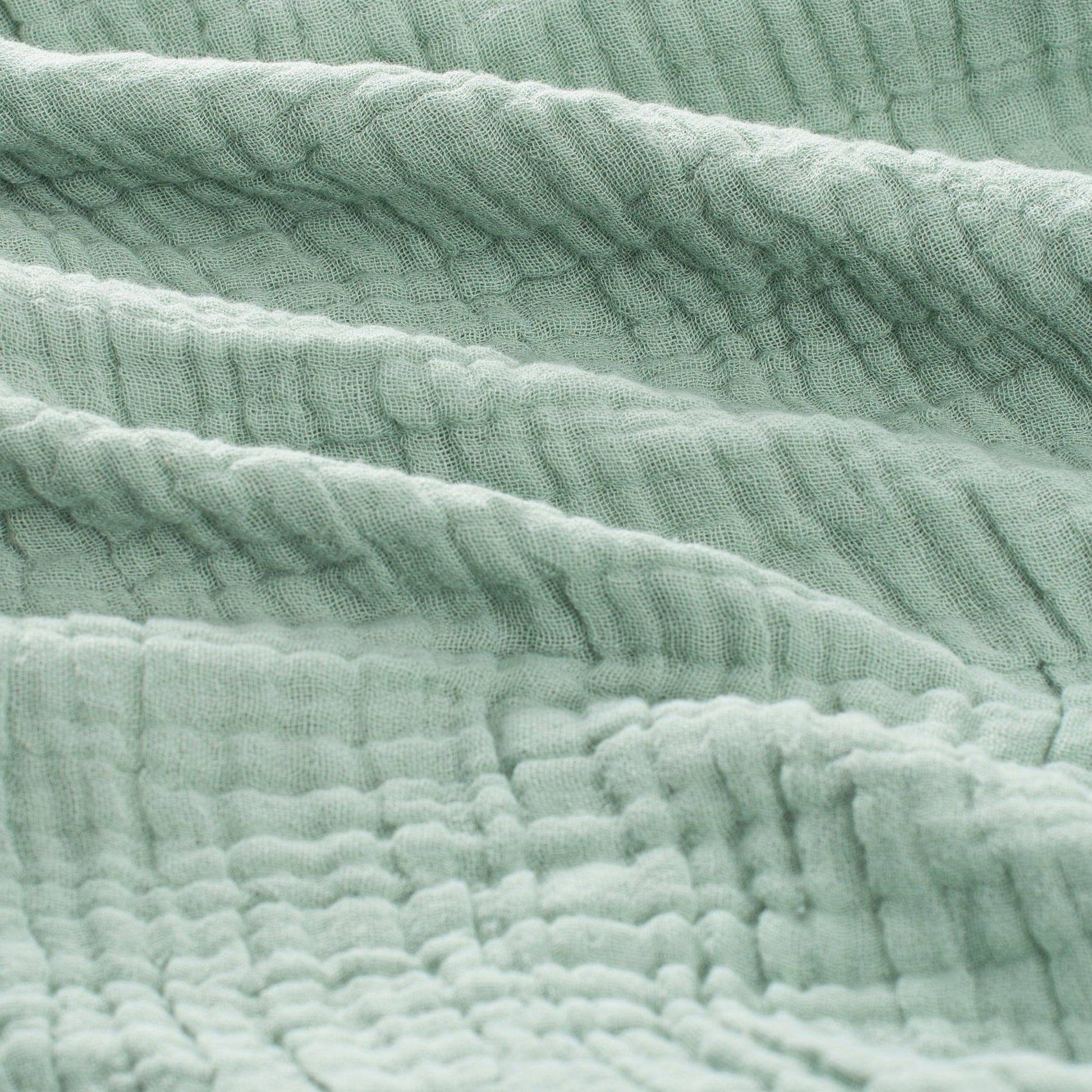 Decorative Knitted 100% Cotton Muslin Throw Blanket Gauze Blankets for Adults Soft Throws for Bed and Couch, 50" x 70" Sage Green - Lightweight Plush Warm Blanket for All Seasons Detail