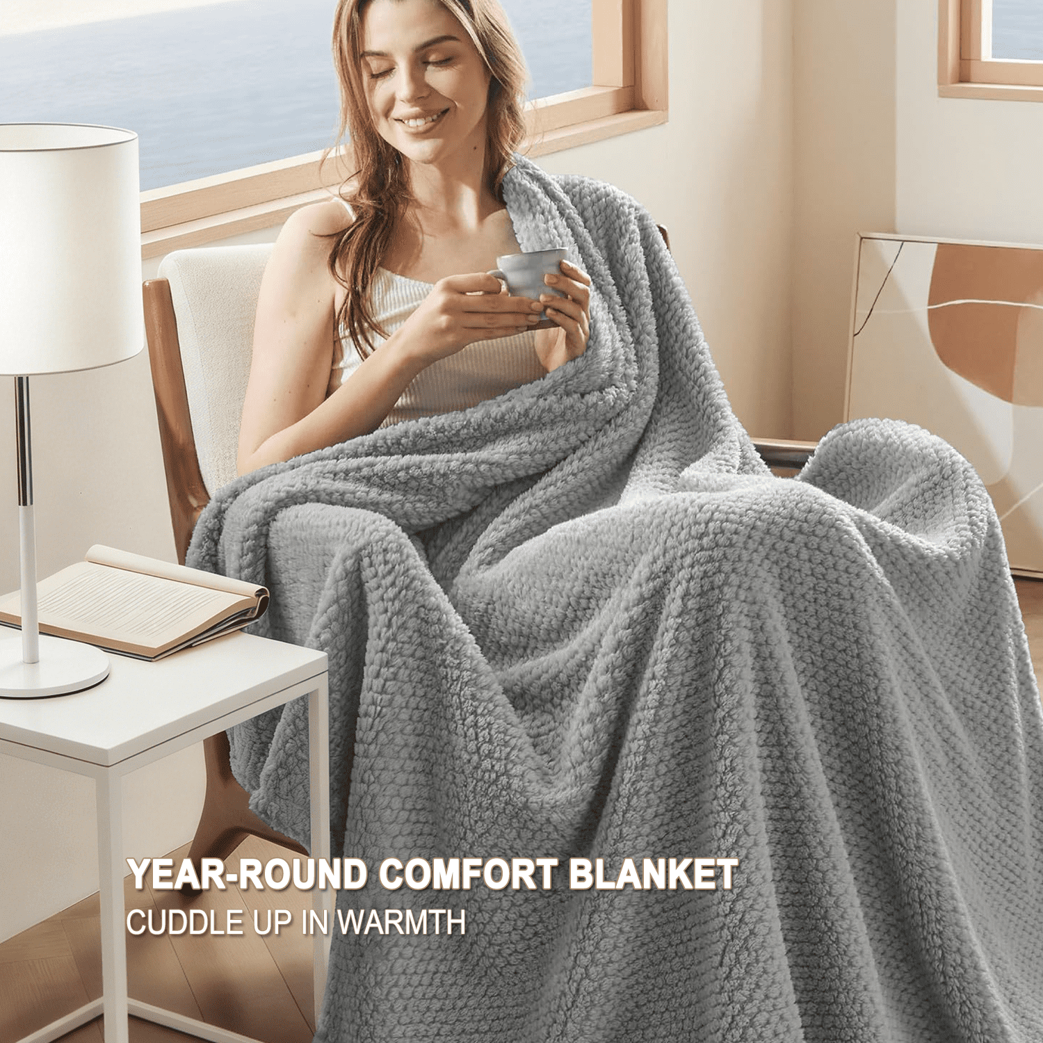 Cozy Fleece Soft Jacquard for Couch, Waffle Weave Fuzzy s for Home Decor, Lightweight and Warm Bed s for Bed Sofa Office Travel - Lightweight Plush Warm Blanket for All Seasons Detail