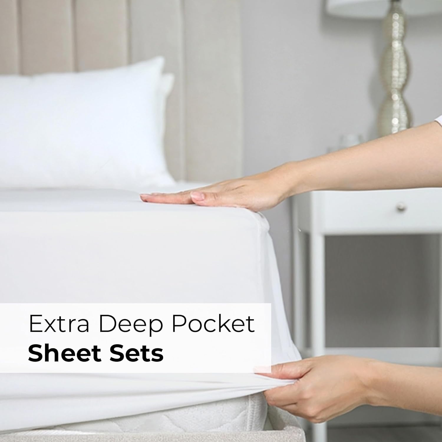 Wrinkle-Resistant 6-Piece Extra Deep Pocket Sheet Set With Extra Matching Pillowcases - King Size Bed Sheets Fits 18"-24" Ma... - Breathable Egyptian Cotton Flat & Fitted Sheets Detail