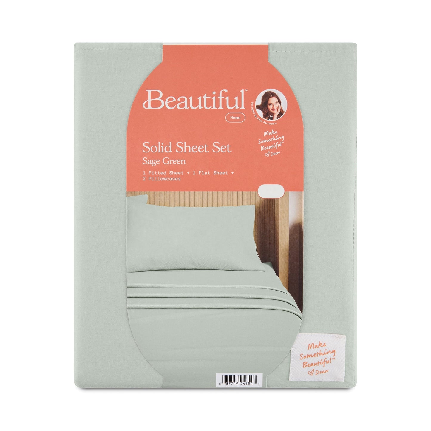 Premium Egyptian Cotton Solid 4-Piece 100% Cotton Washed Percale Sage Green Sheet Set, Full - Breathable Egyptian Cotton Flat & Fitted Sheets Detail
