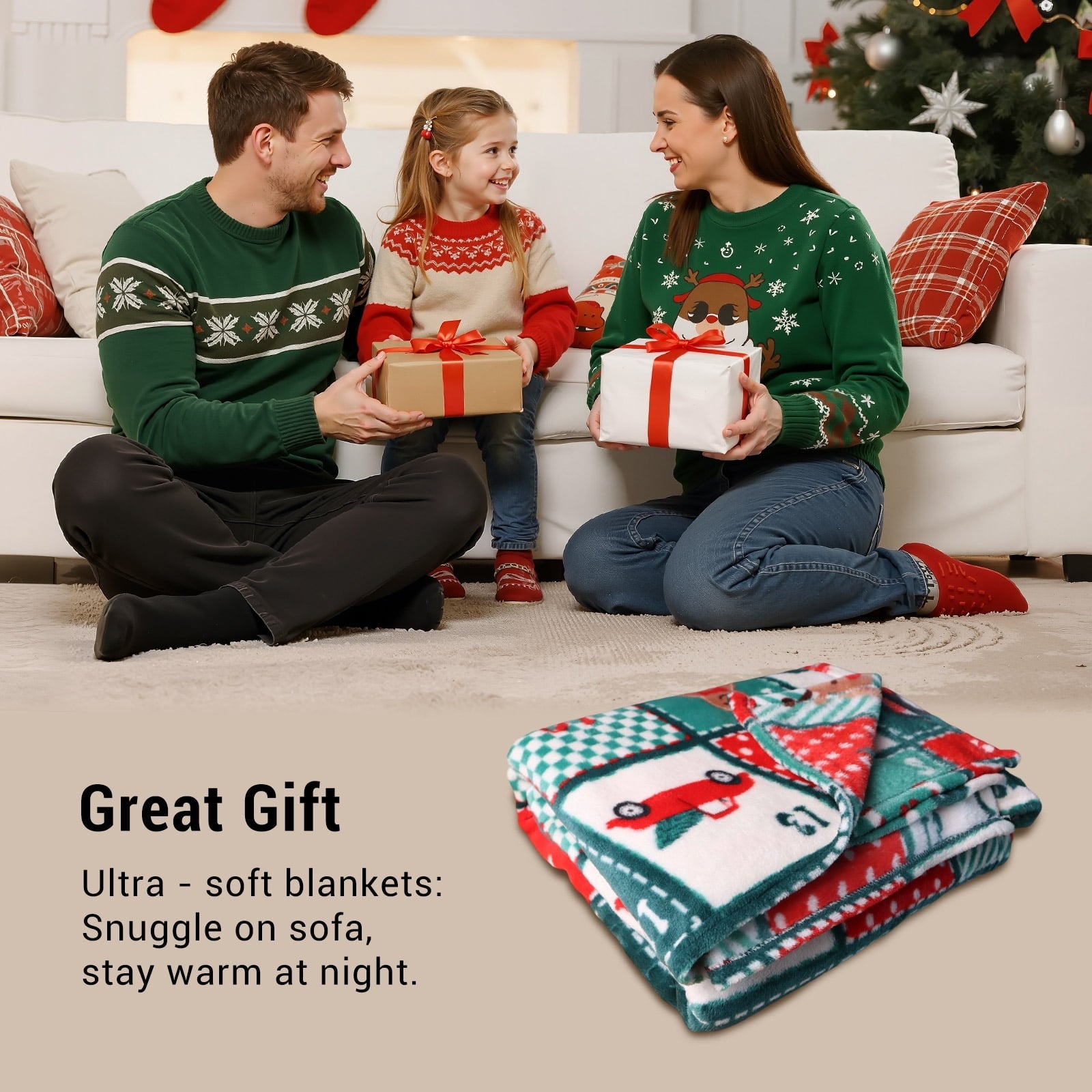 Cozy Fleece Cozy Blanket Printed Blanket Throw Christmas Blanket - 300 GSM Fleece Blanket Throw Size Blanket for Home Decoration,... - Luxury Knitted Decorative Throw Blanket with Fringes Detail