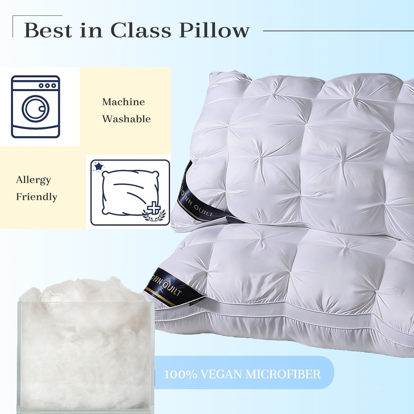 Orthopedic Support 2-Pack White Twisted Bed Pillows (20" x 16.5") - Soft Plush Down Alternative, Breathable and Hypoallergenic, Standard... - Decorative Throw Pillow Cushion for Sofa & Bed Detail