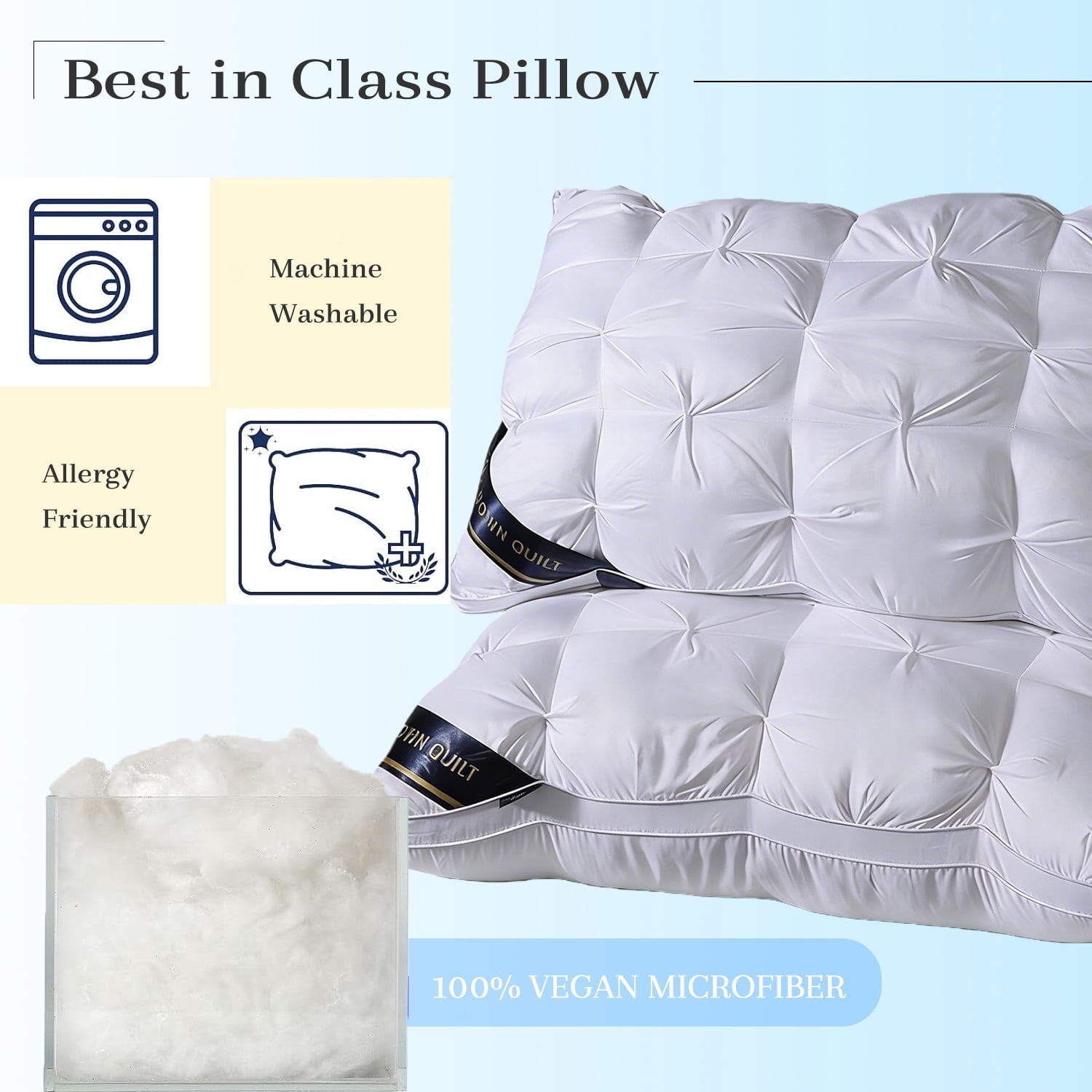 Orthopedic Support 2-Pack White Twisted Bed Pillows (20" x 16.5") - Soft Plush Down Alternative, Breathable and Hypoallergenic, Standard... - Decorative Throw Pillow Cushion for Sofa & Bed Detail