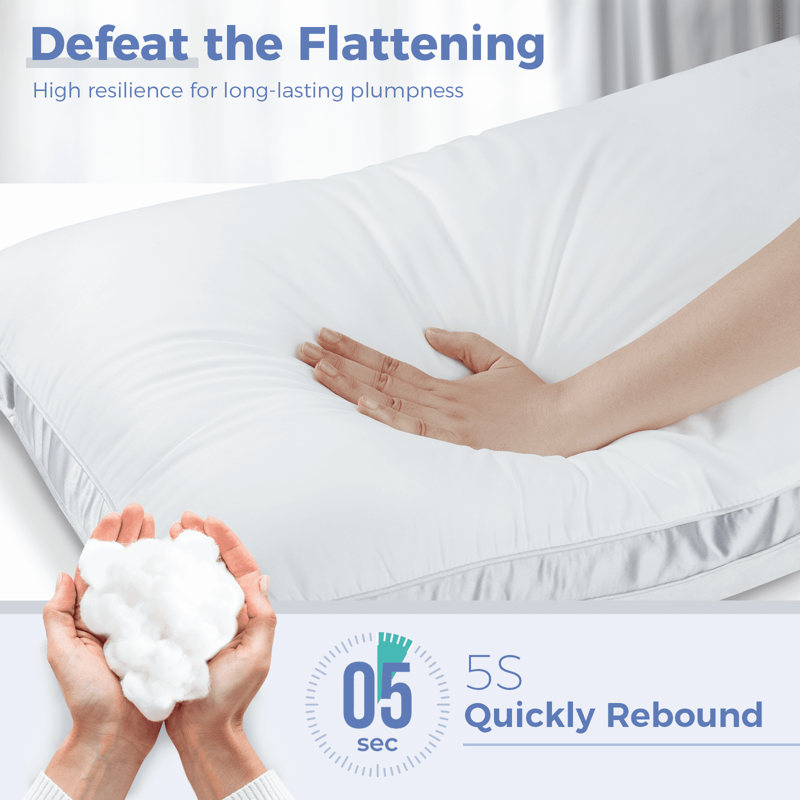 Decorative Plump Bed Pillows King Size Set of 2, Luxury Hotel Quality,Fluffy and Supportive Gusseted Bed Pillows for Side, Back, or St... - Orthopedic Shredded Foam Bed Pillow Set Detail
