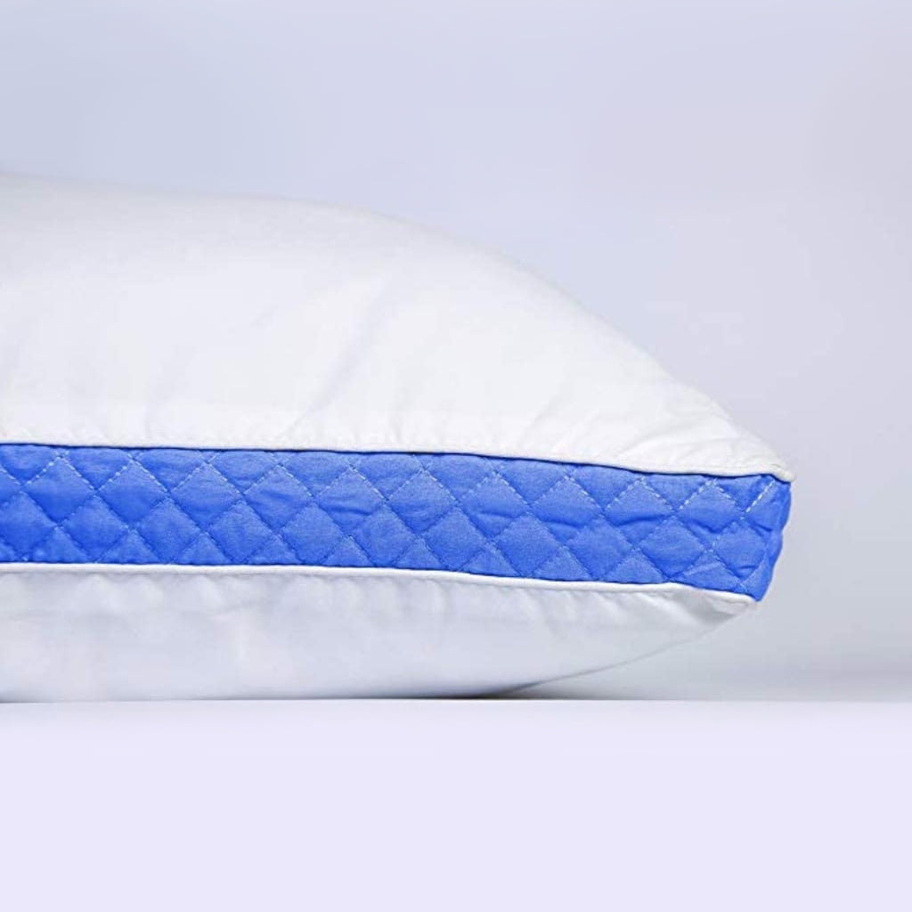 Decorative Plump Gusseted Quilted King Size Bed Pillows Set of 2, Blue Bed Pillows for Side Sleepers and Back Sleepers - Ergonomic Memory Foam Pillow for Neck Pain Support Detail