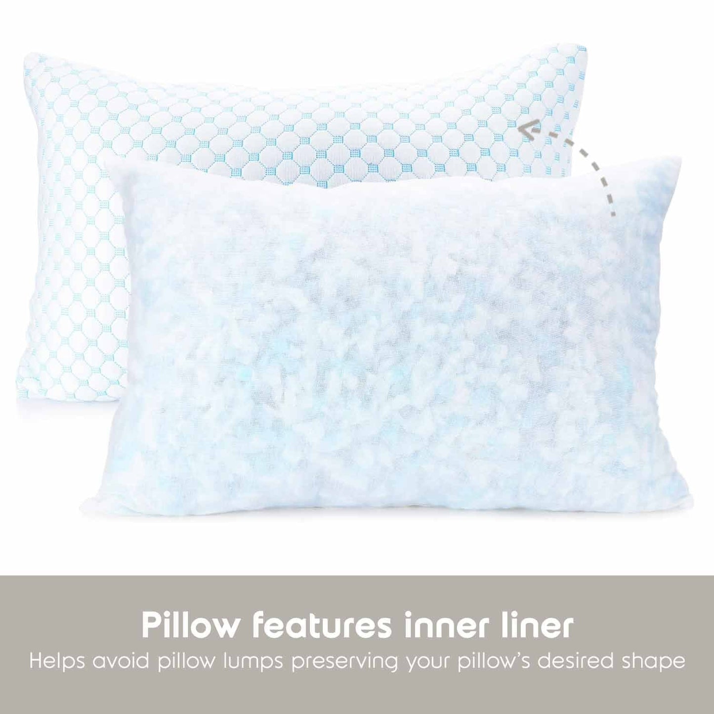 Hotel Collection Cooling Pillows for Bed, Memory Foam Bed Pillow, Queen Pillows 20” X 28”, 2 Pack - Ergonomic Memory Foam Pillow for Neck Pain Support Detail