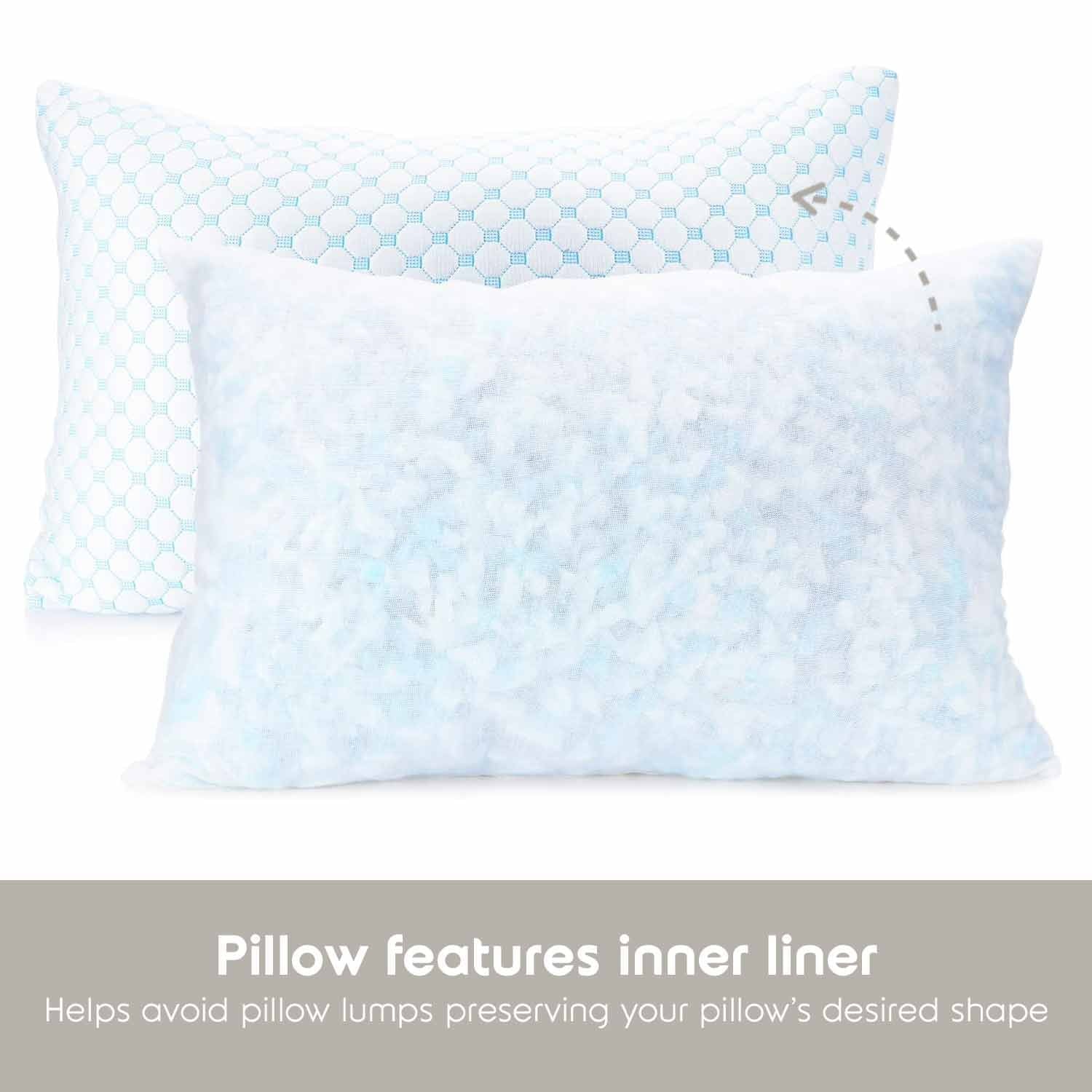 Hotel Collection Cooling Pillows for Bed, Memory Foam Bed Pillow, Queen Pillows 20” X 28”, 2 Pack - Ergonomic Memory Foam Pillow for Neck Pain Support Detail