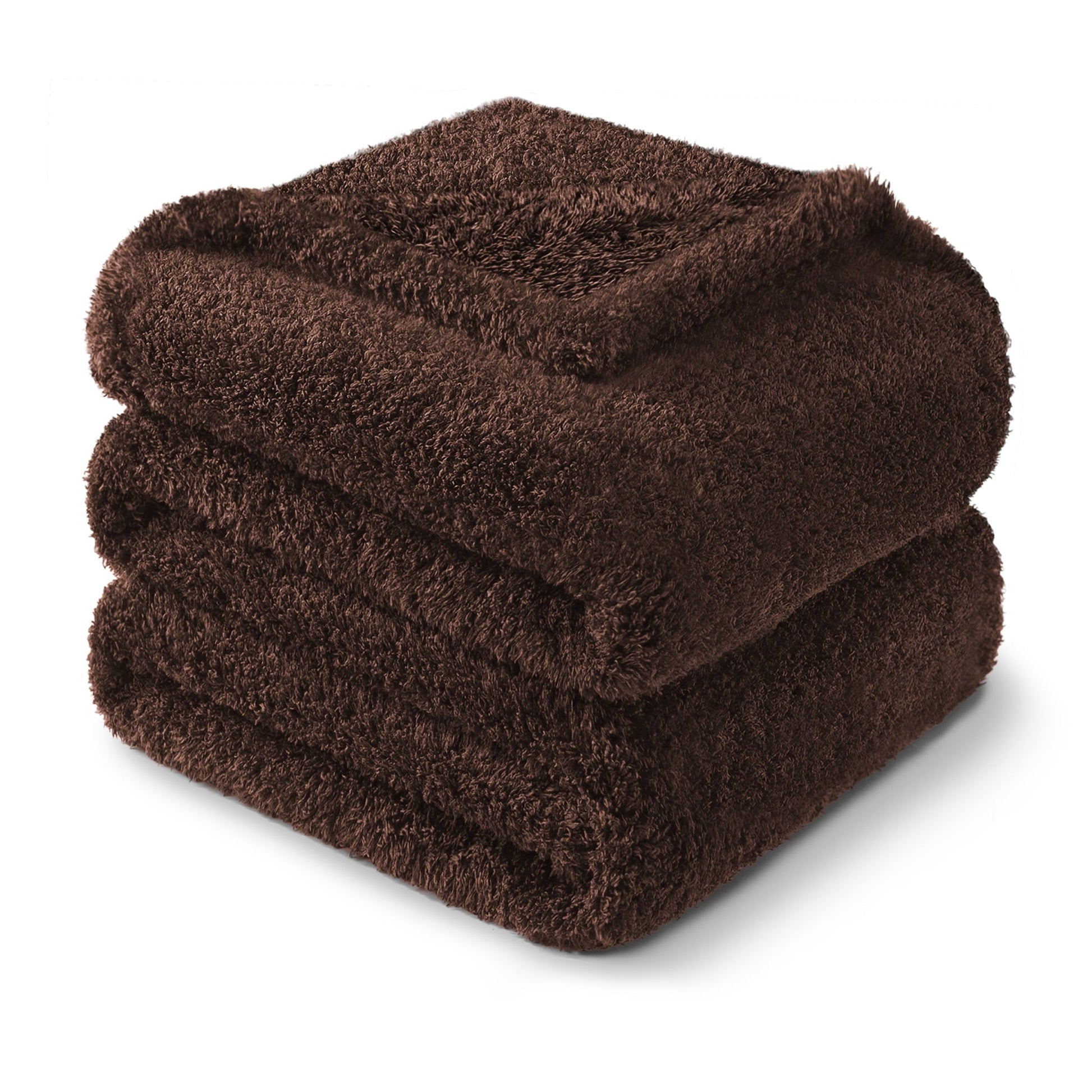 Reversible Sherpa Fuzzy Fleece Throw Blanket for Couch Sofa, Lightweight Fluffy Solid Velvet Blanket, 50x60 Inches, Coffee - Cozy Fleece Throw Blanket for Couch & Bed Detail