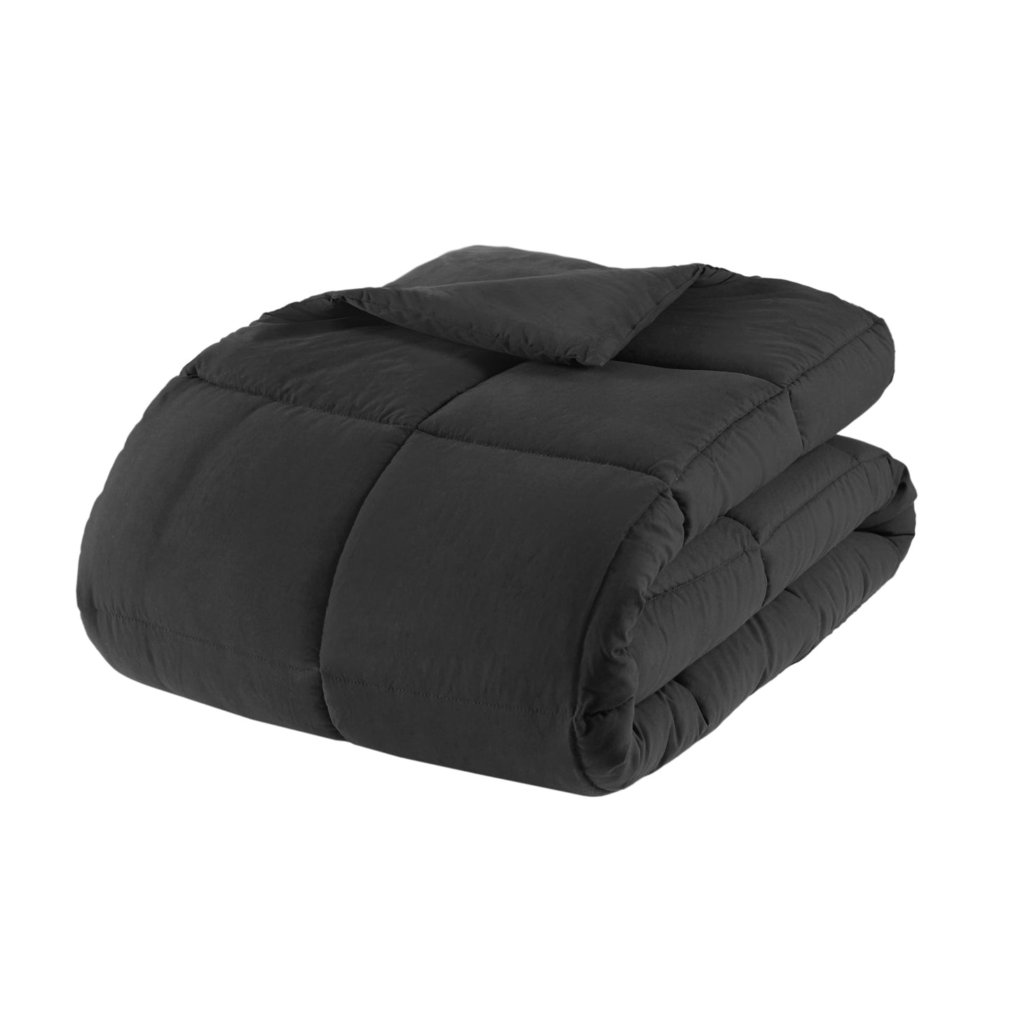 All-Season All in One Down Alt Reversible Comforter and Sheet set- 5 Piece, Twin, Black - All-Season Down Alternative Comforter Insert Detail