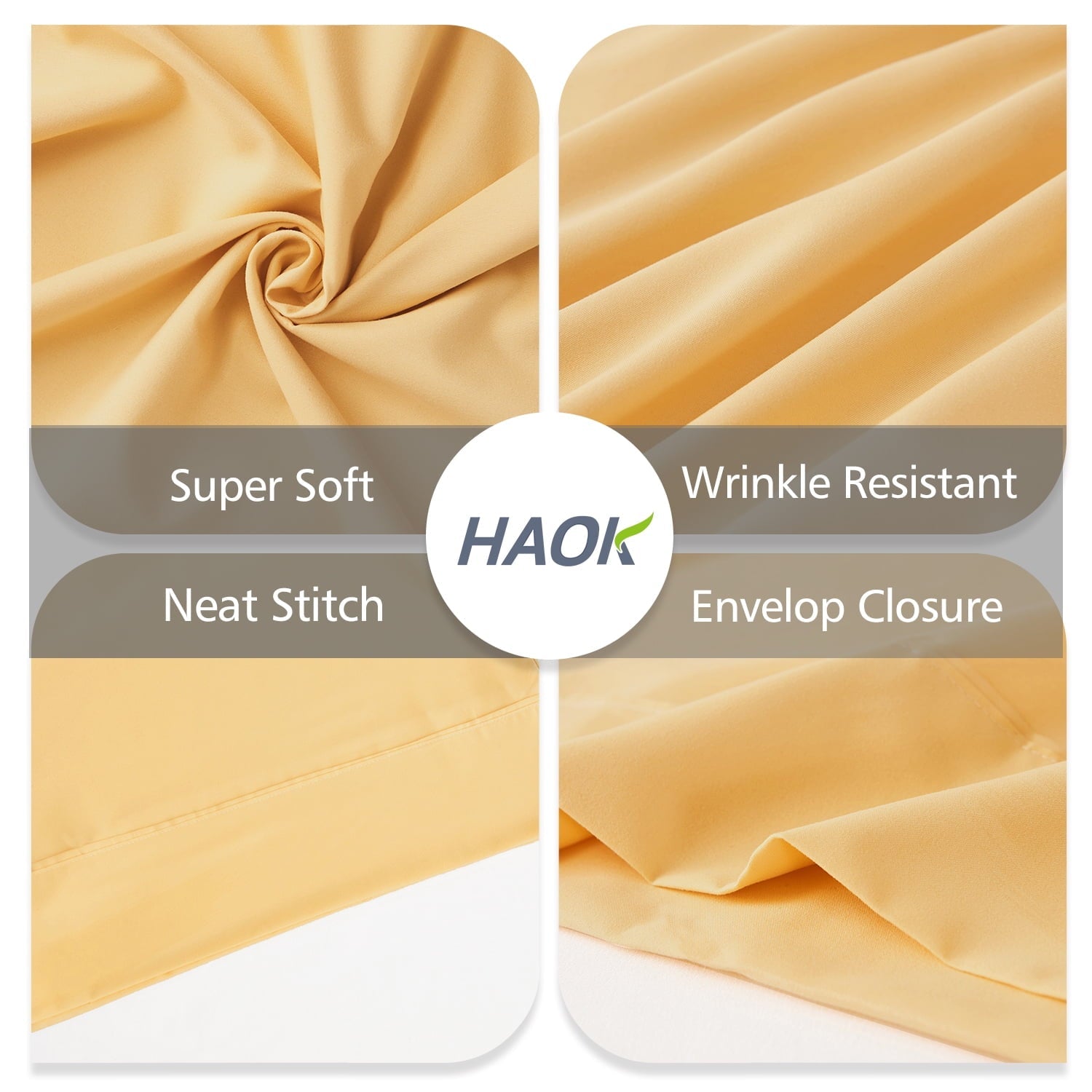 Orthopedic Support Solid Print Pillow Cases, King, Beige, 2-Pieces - Ergonomic Memory Foam Pillow for Neck Pain Support Detail