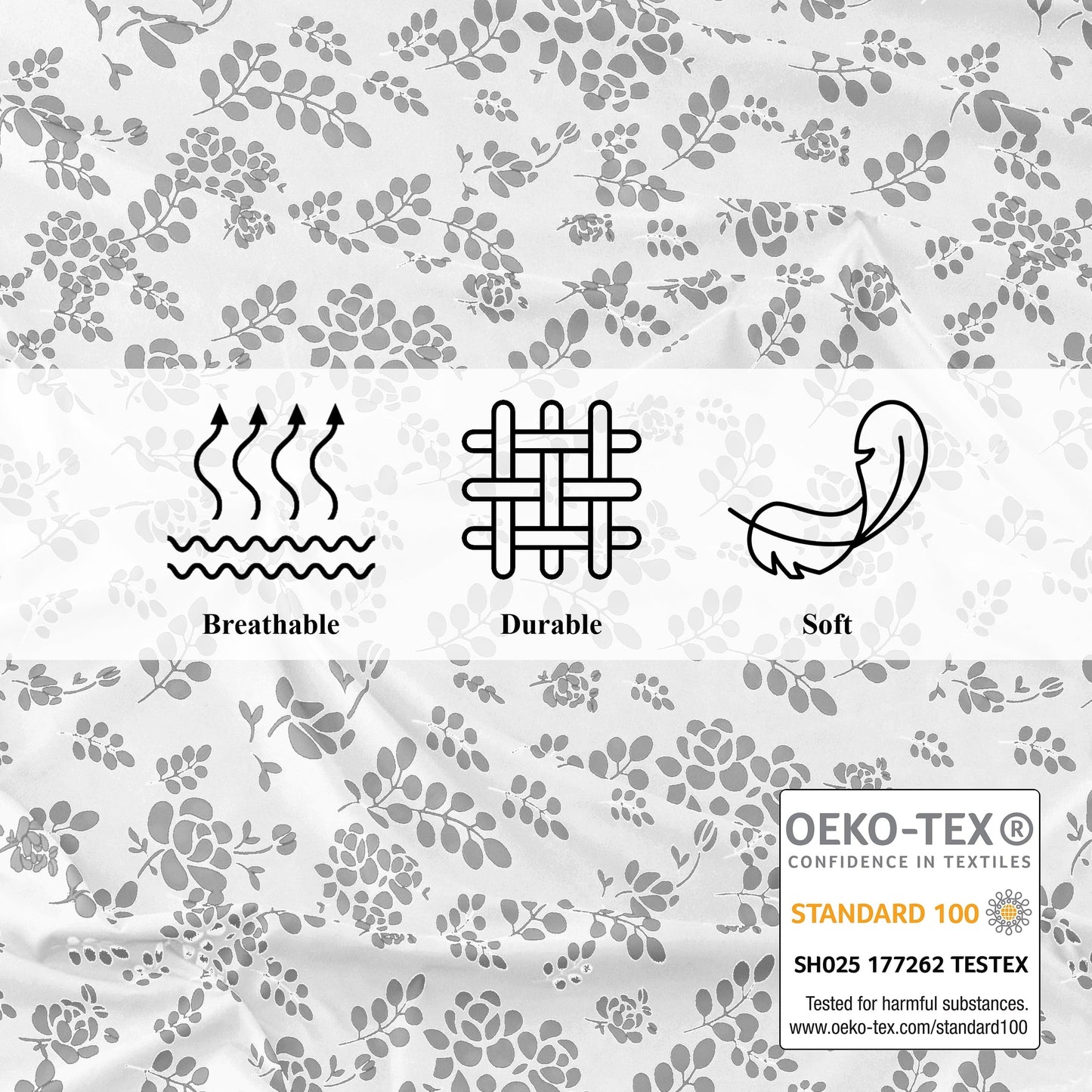 Breathable Luxury Lux Decor Twin Microfiber Bed Sheets - 3 Piece Floral Sheet Set, Soft Breathable Bedding, Wrinlkle Resistant, OEKO-TE... - Luxury Bed Sheet Set with Deep Pockets Detail