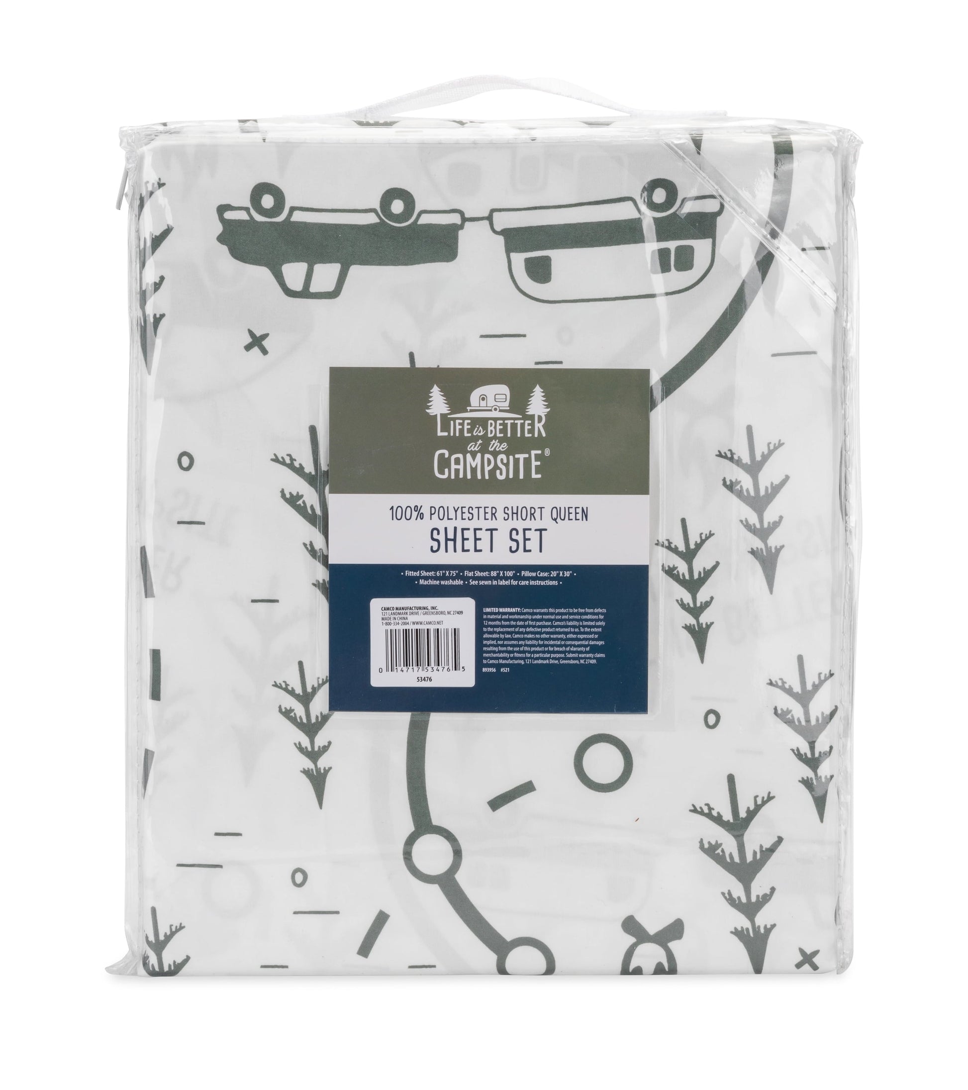 Breathable Luxury RV Queen Bed Sheet Set, Green Map, Polyester (53476) - Premium Ultra-Soft Pillowcase Pair for Sleeping Detail