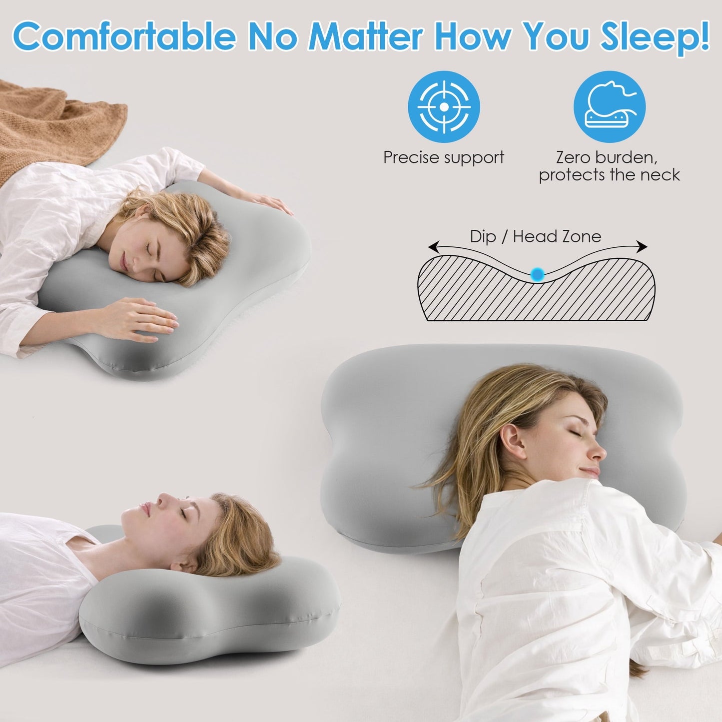 Hotel Collection Cervical Pillow Orthopedic Cervical Pillow for Neck Pain Relief, Memory Foam Bed Pillow with Pillowcase, Contour Bed ... - Decorative Throw Pillow Cushion for Sofa & Bed Detail
